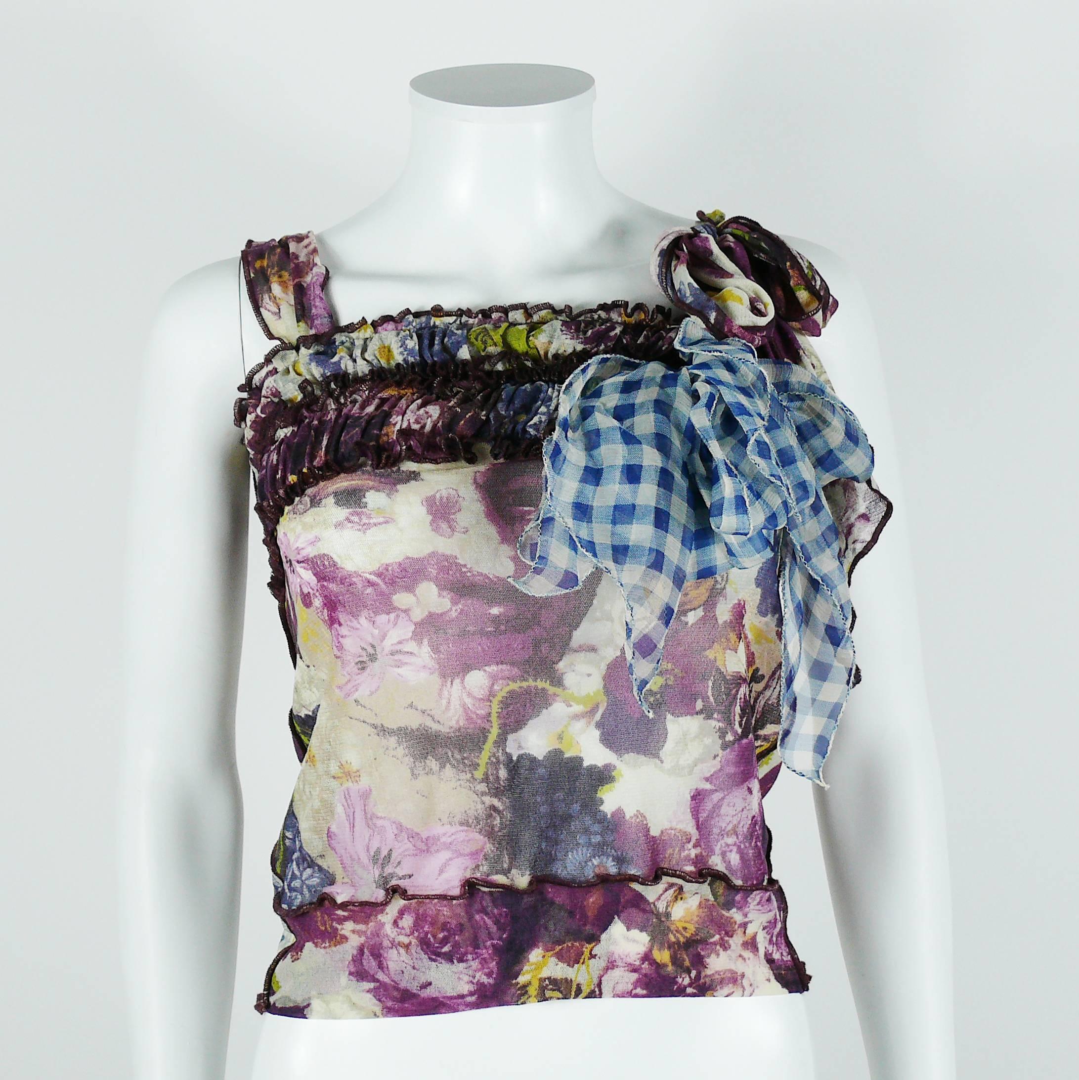 Jean Paul Gaultier Baroque Floral Print Mesh Top and Skirt Ensemble Size S 4