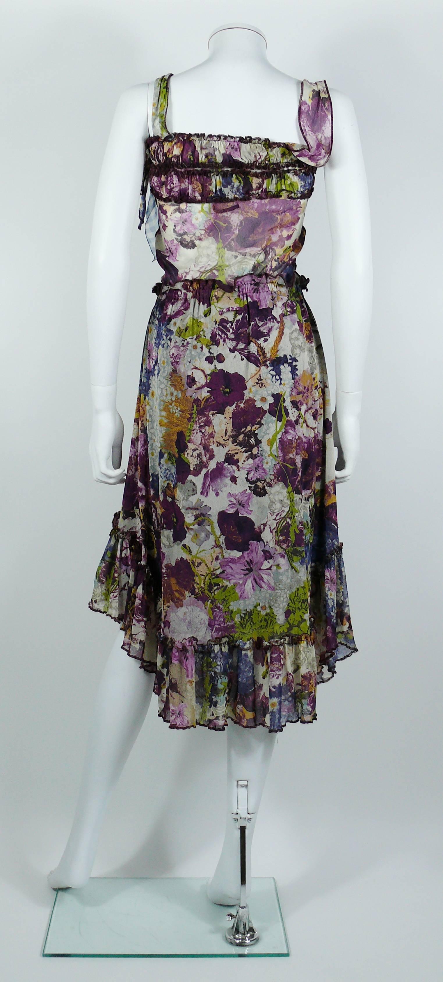 Jean Paul Gaultier Baroque Floral Print Mesh Top and Skirt Ensemble Size S 3