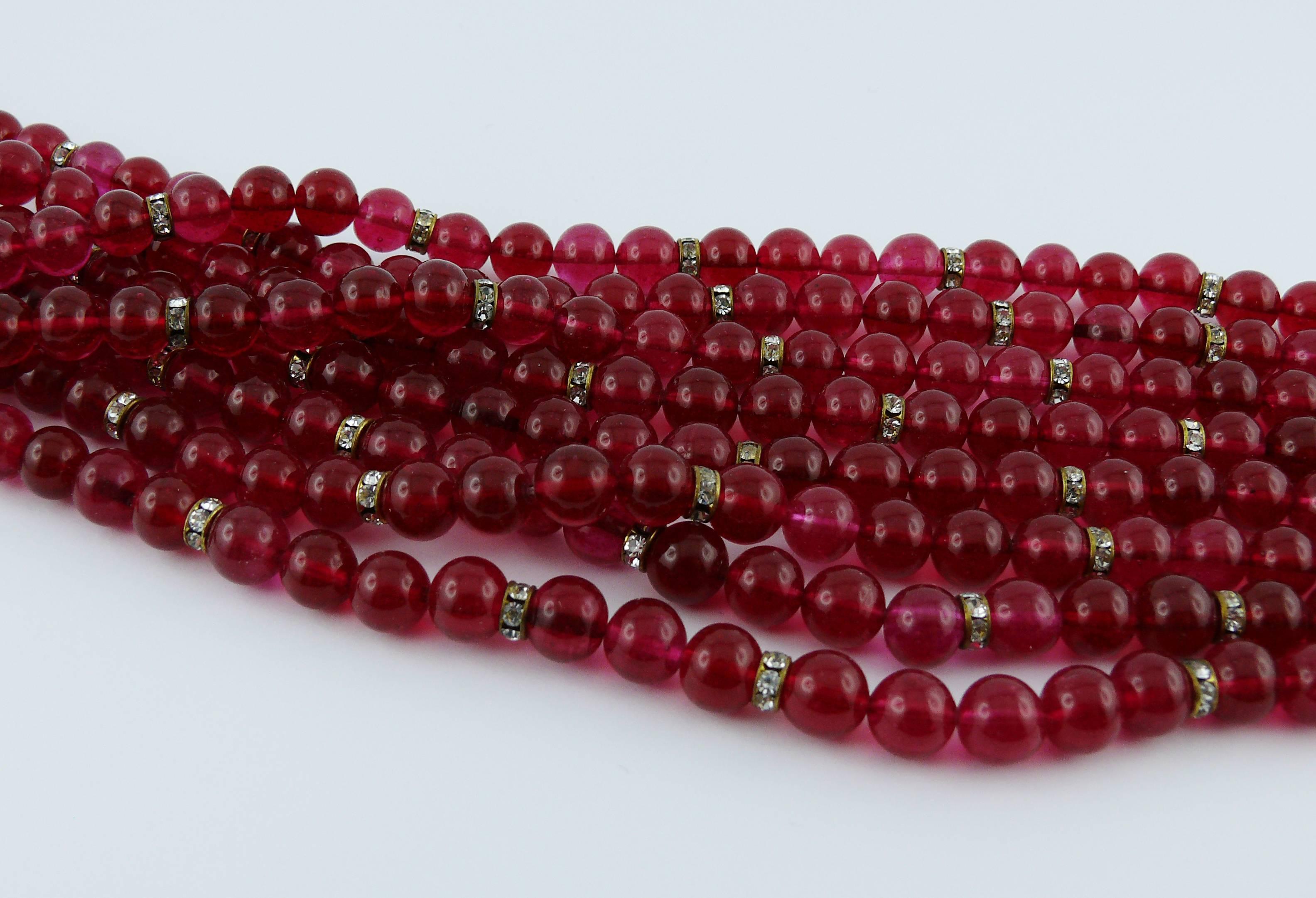 Women's Chanel Vintage 1970s Multi-Strand Ruby Glass Necklace