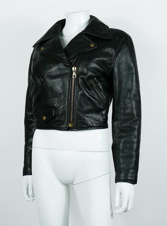 Moschino Vintage Iconic Black Leather Biker Jacket Fall/Winter 1990-91 ...