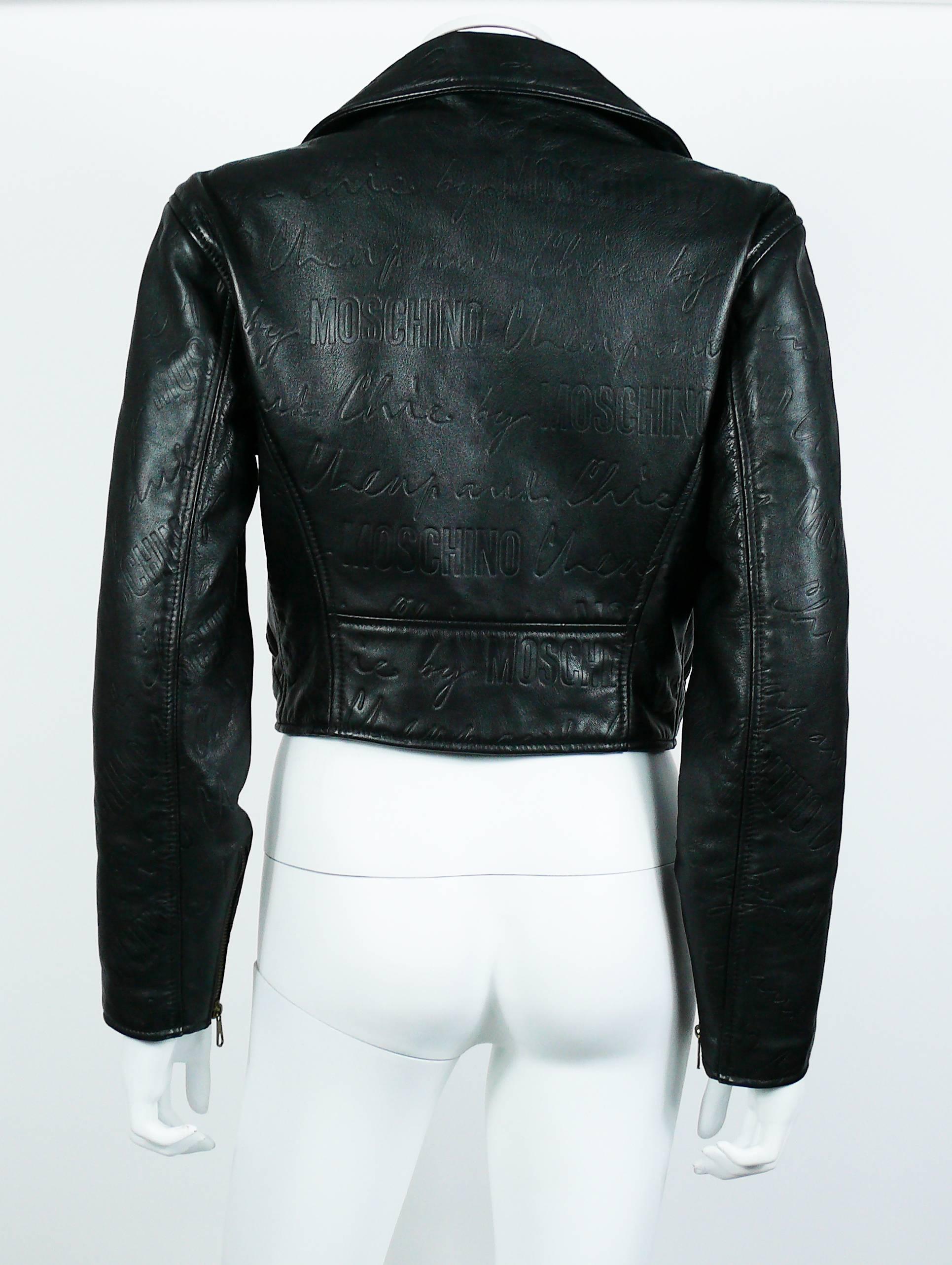 Moschino Vintage Iconic Black Leather Biker Jacket Fall/Winter 1990-91 In Good Condition In Nice, FR