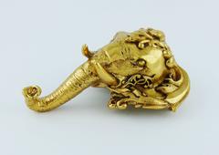 Christian Dior Boutique Vintage Rare Massive Elephant Head Brooch Pendant