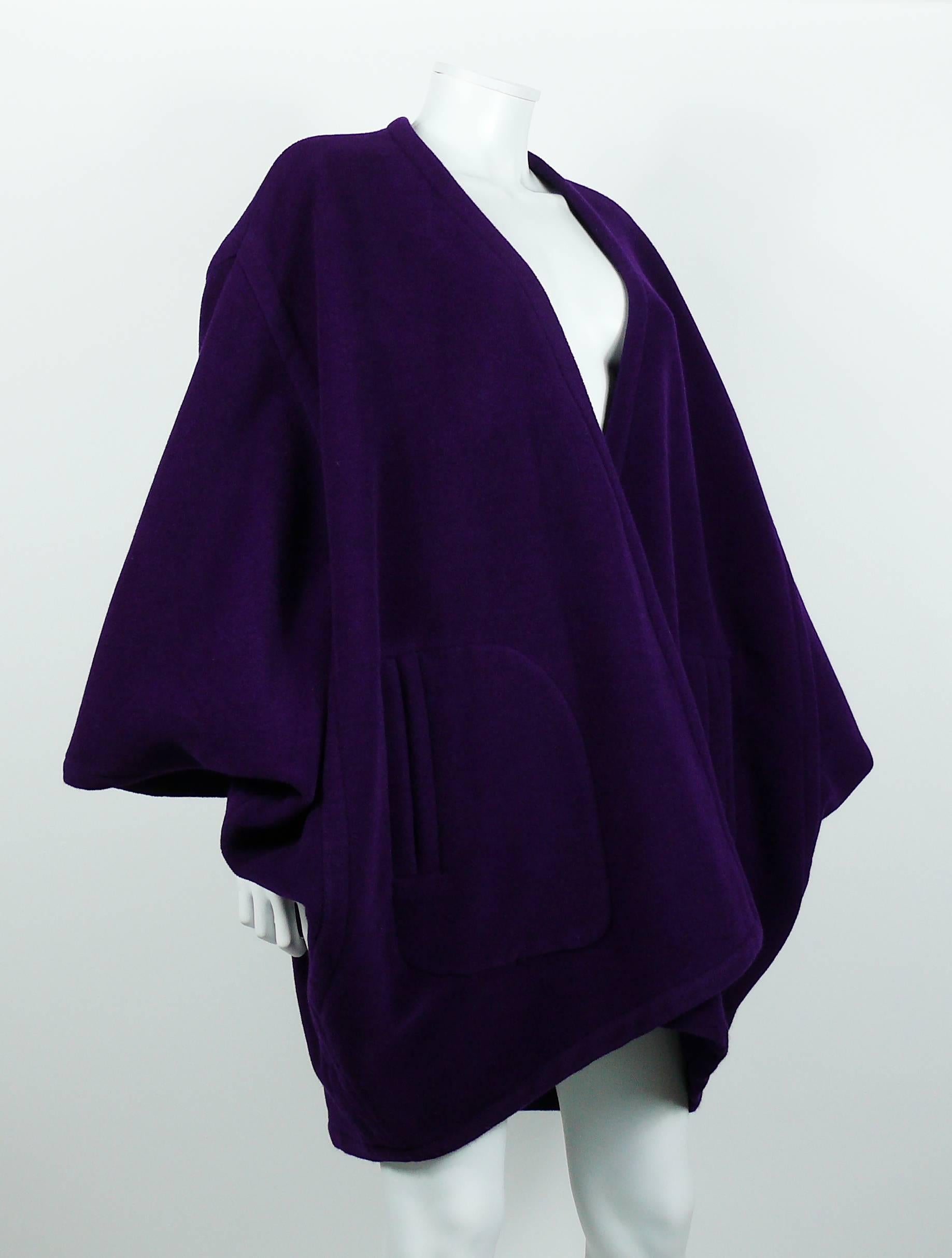 Black Yves Saint Laurent Rive Gauche Vintage Purple Cape For Sale