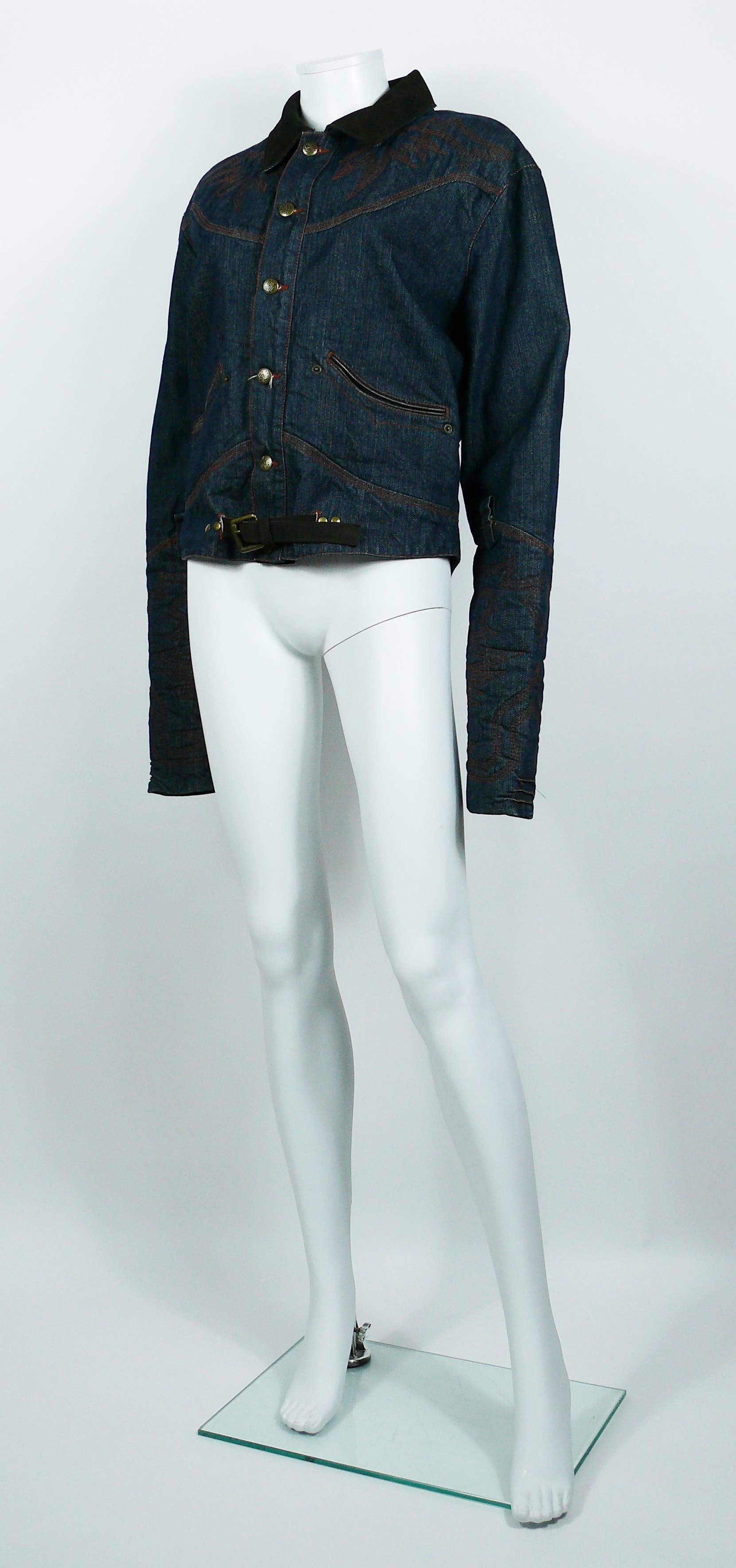 Black Jean Paul Gaultier Men's Western-style Cowboy Denim Jacket USA Size 32