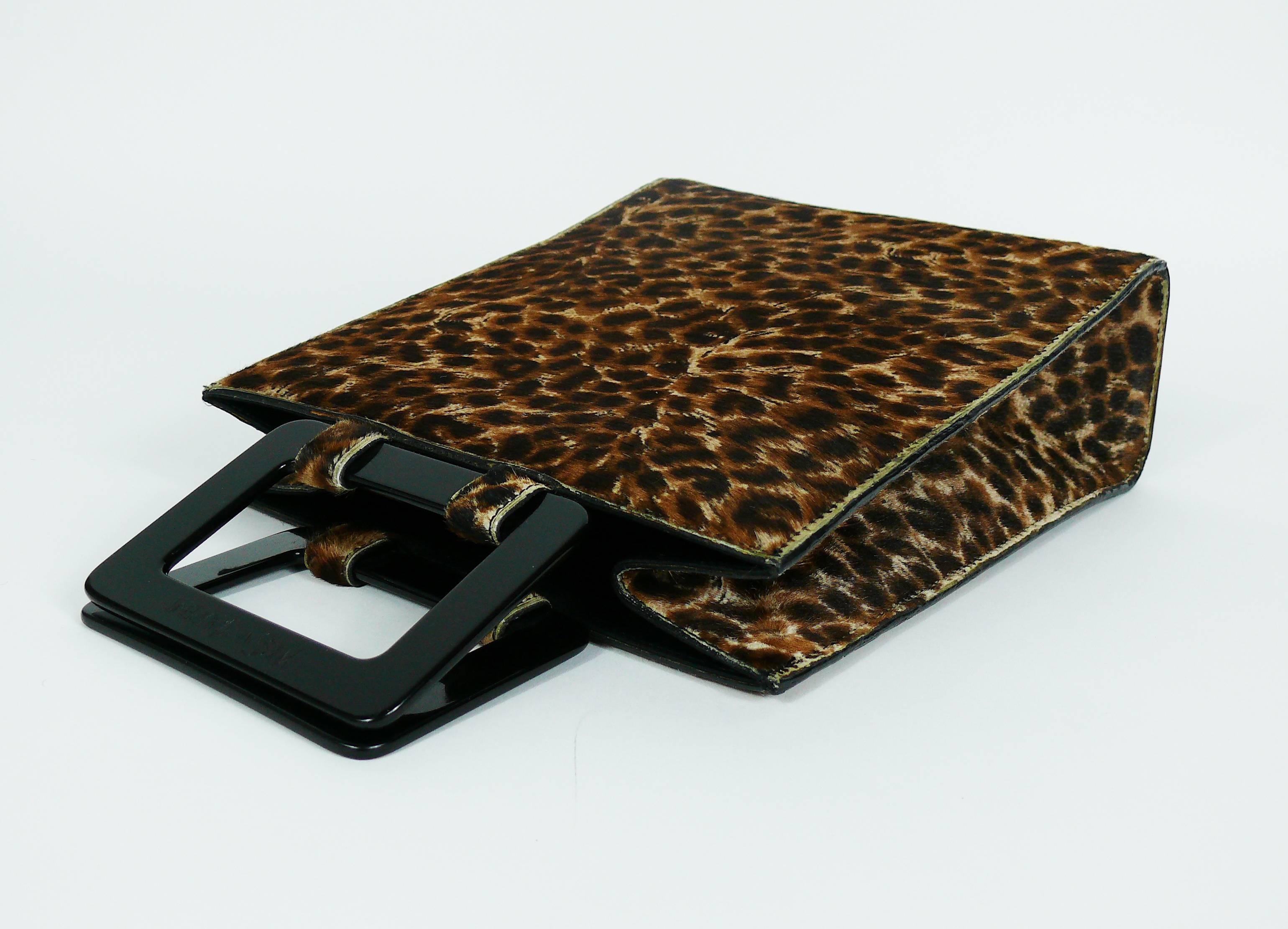 Black Yves Saint Laurent YSL Vintage Leopard Print Pony Hair Handbag