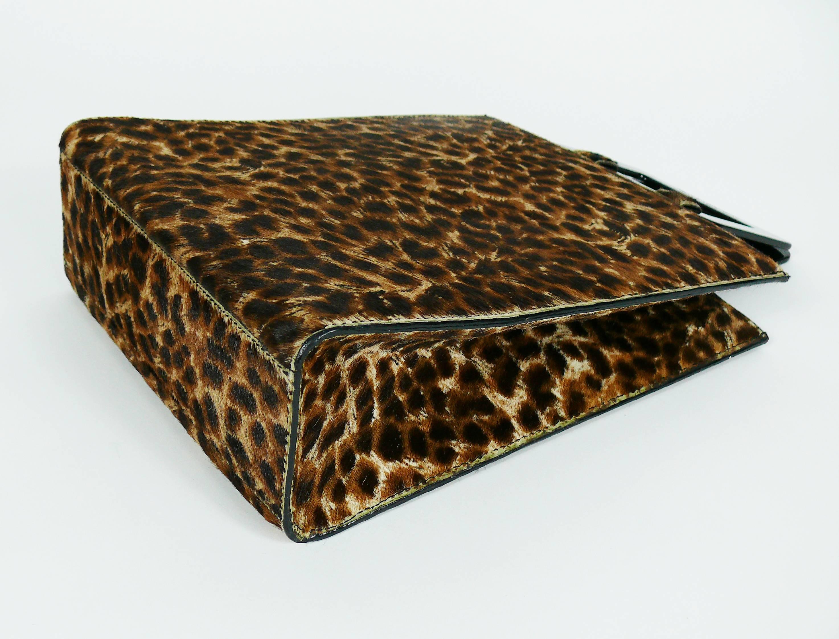 Yves Saint Laurent YSL Vintage Leopard Print Pony Hair Handbag 1