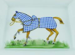 Hermès Großer Reiter Porzellan Zigarren Aschenbecher Pin Tablett
