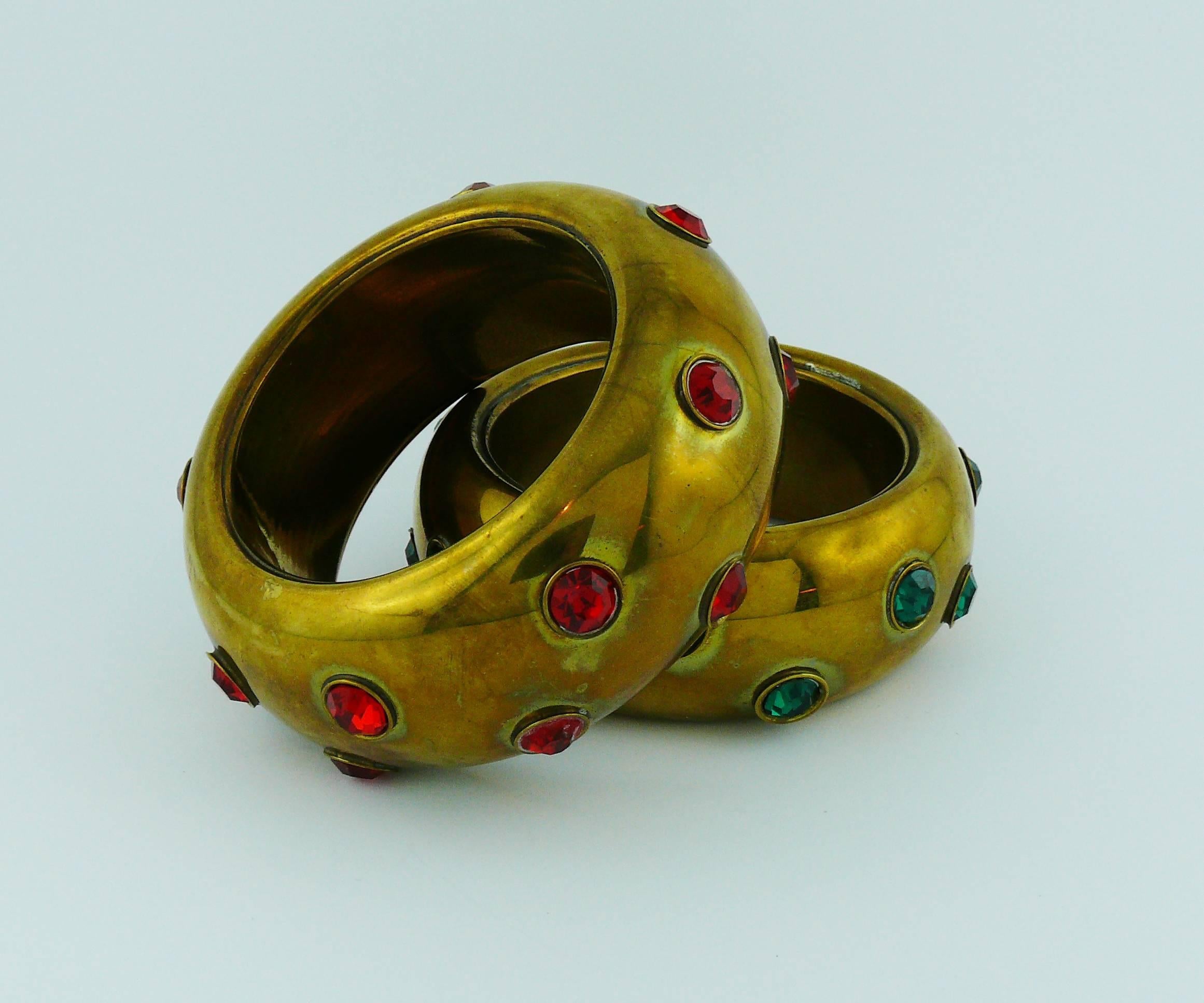 Attributed To Yves Saint Laurent YSL 1980s Jewelled Runway Bracelet Cuffs In Good Condition In Nice, FR