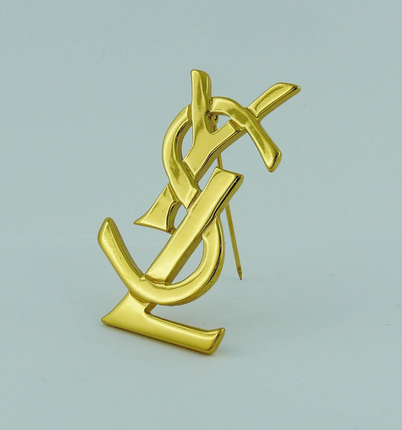 ysl logo brooch