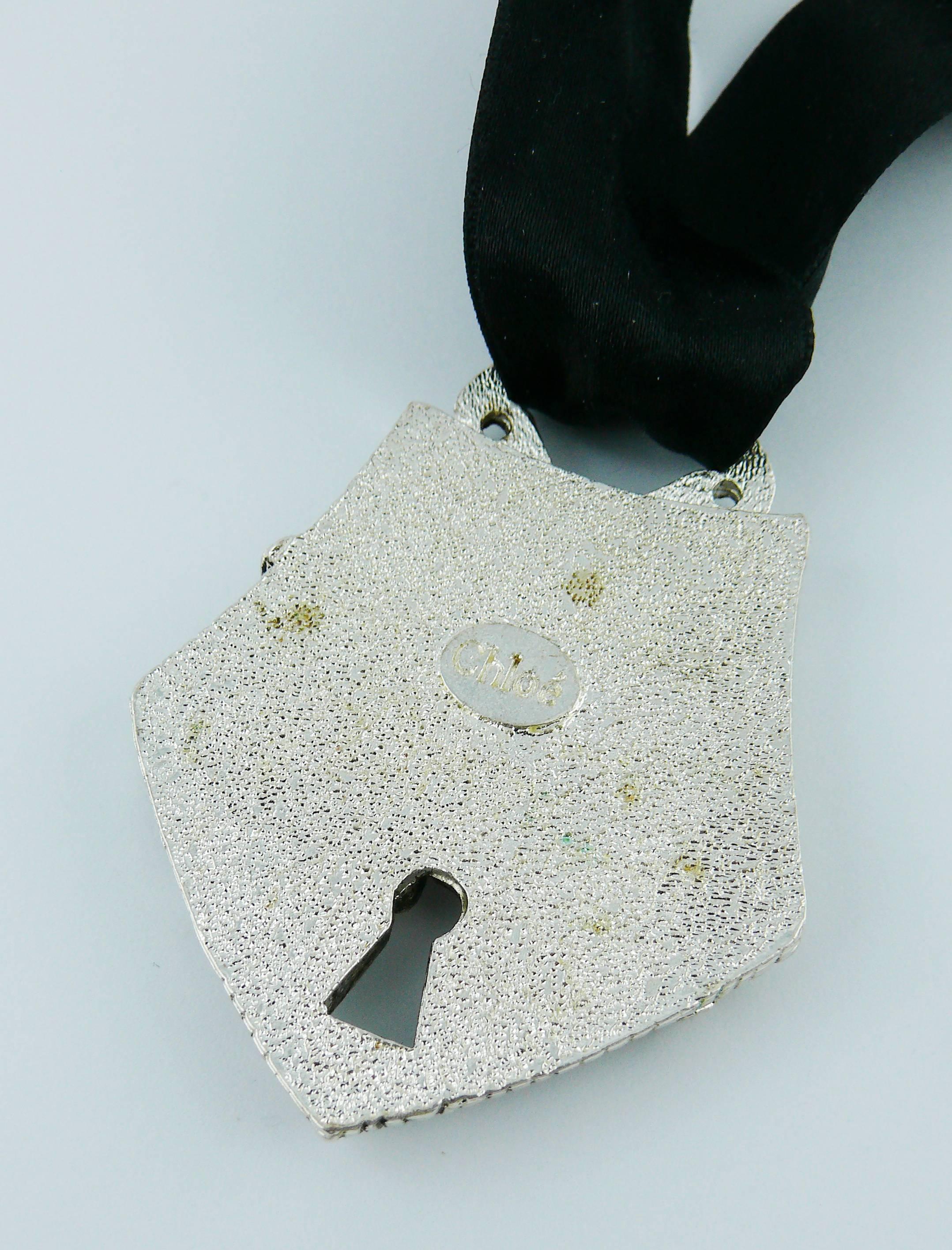 Chloé Silver Toned Monkey Lock Pendant Necklace For Sale 1