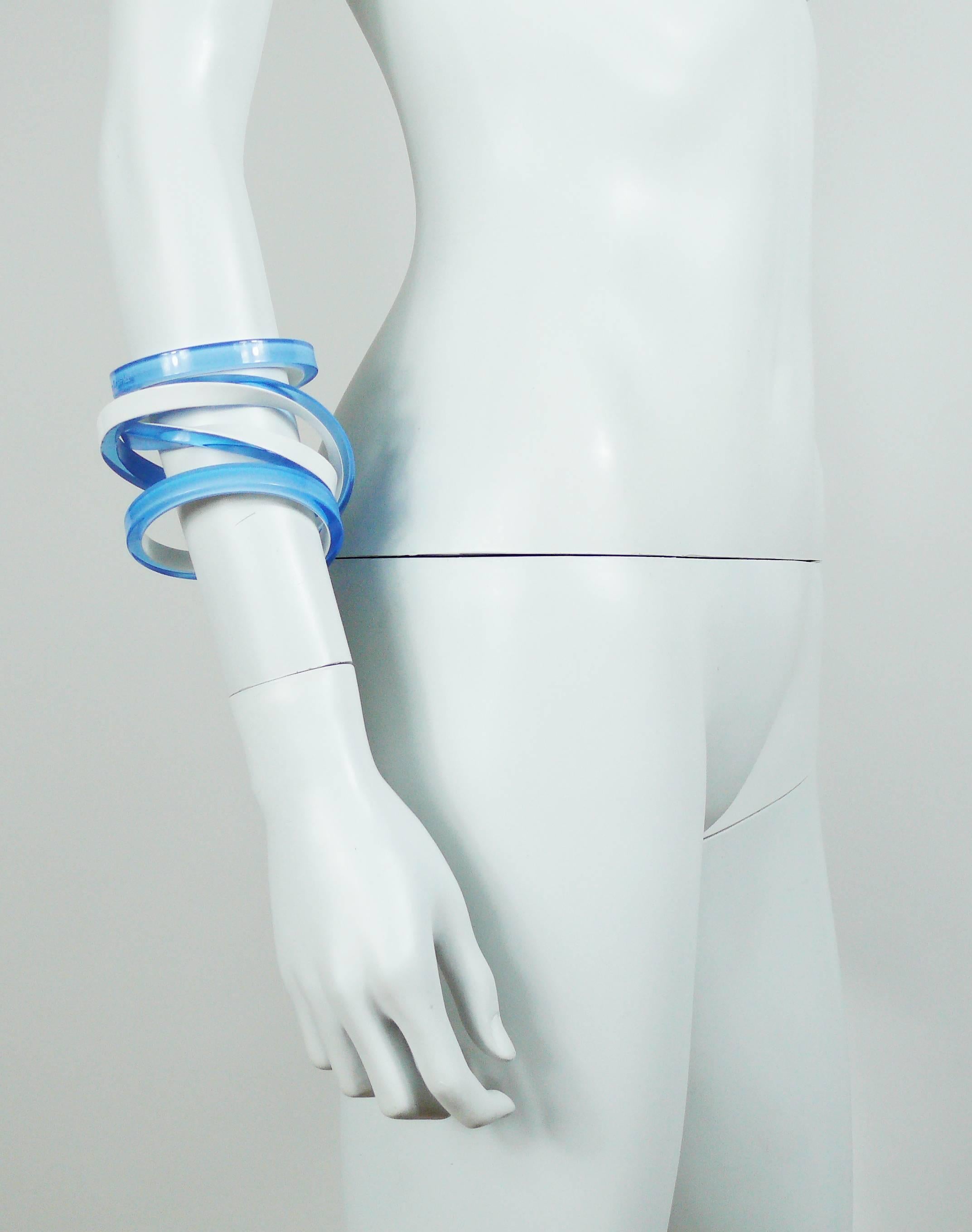 Women's Christian Lacroix Runway Blue White Resin Sculptural Bracelet Spring 2008 For Sale