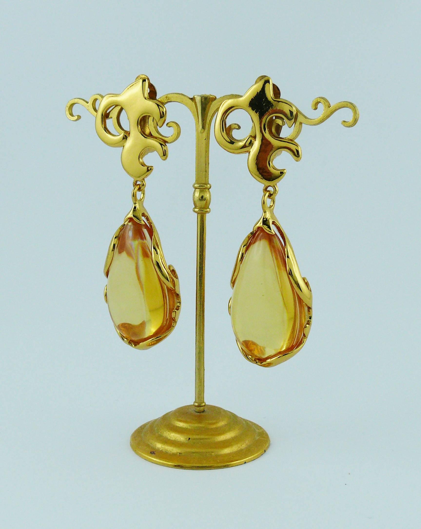 YVES SAINT LAURENT YSL Vintage Arabesques Dangling Earrings For Sale 1