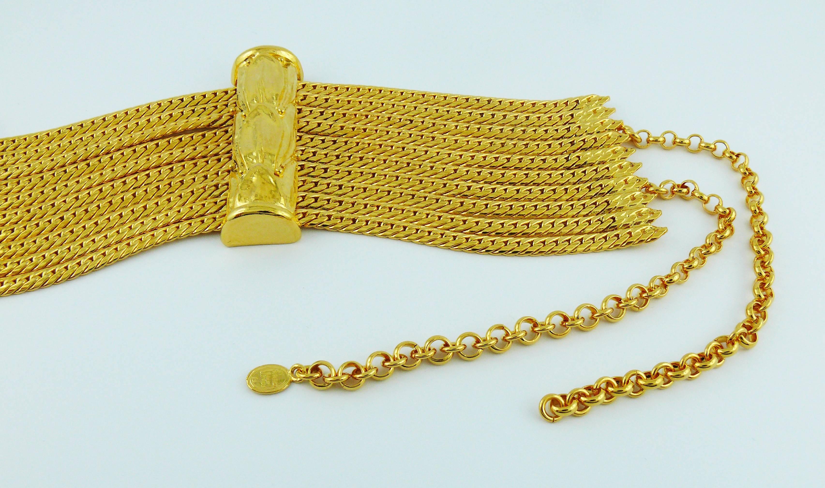 Women's Christian Dior Boutique Vintage Gold Toned Multi Chain Choker Necklace