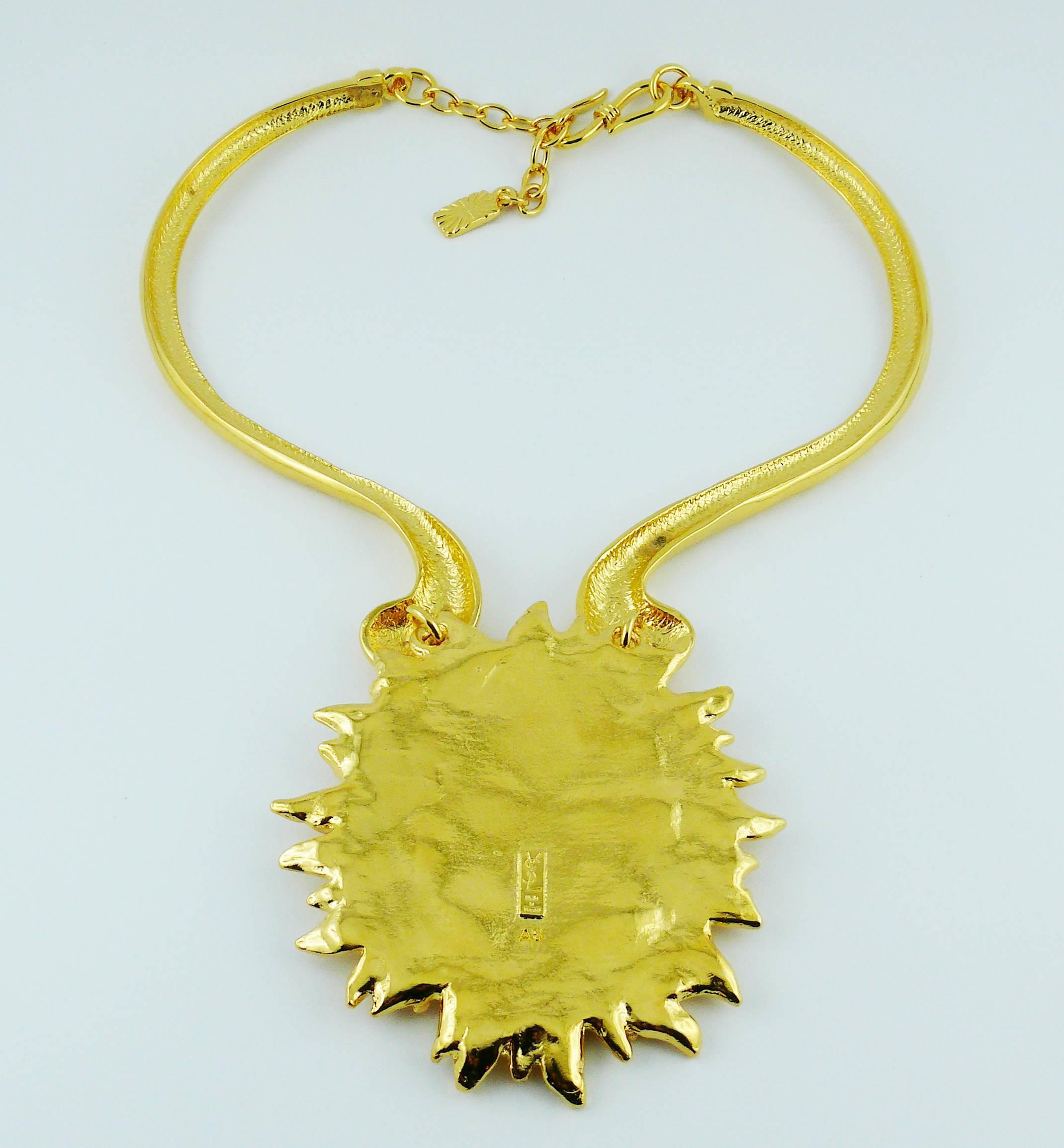 Yves Saint Laurent YSL Robert Goossens Vintage Rare Sun Face Chocker Necklace 4