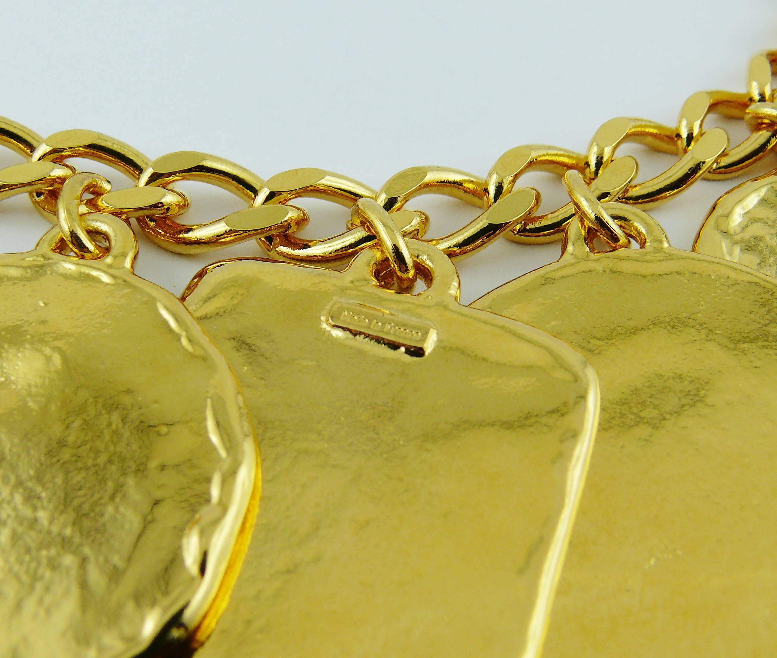 Yves Saint Laurent Vintage Gold Toned Iconic Multi Charm Necklace 2