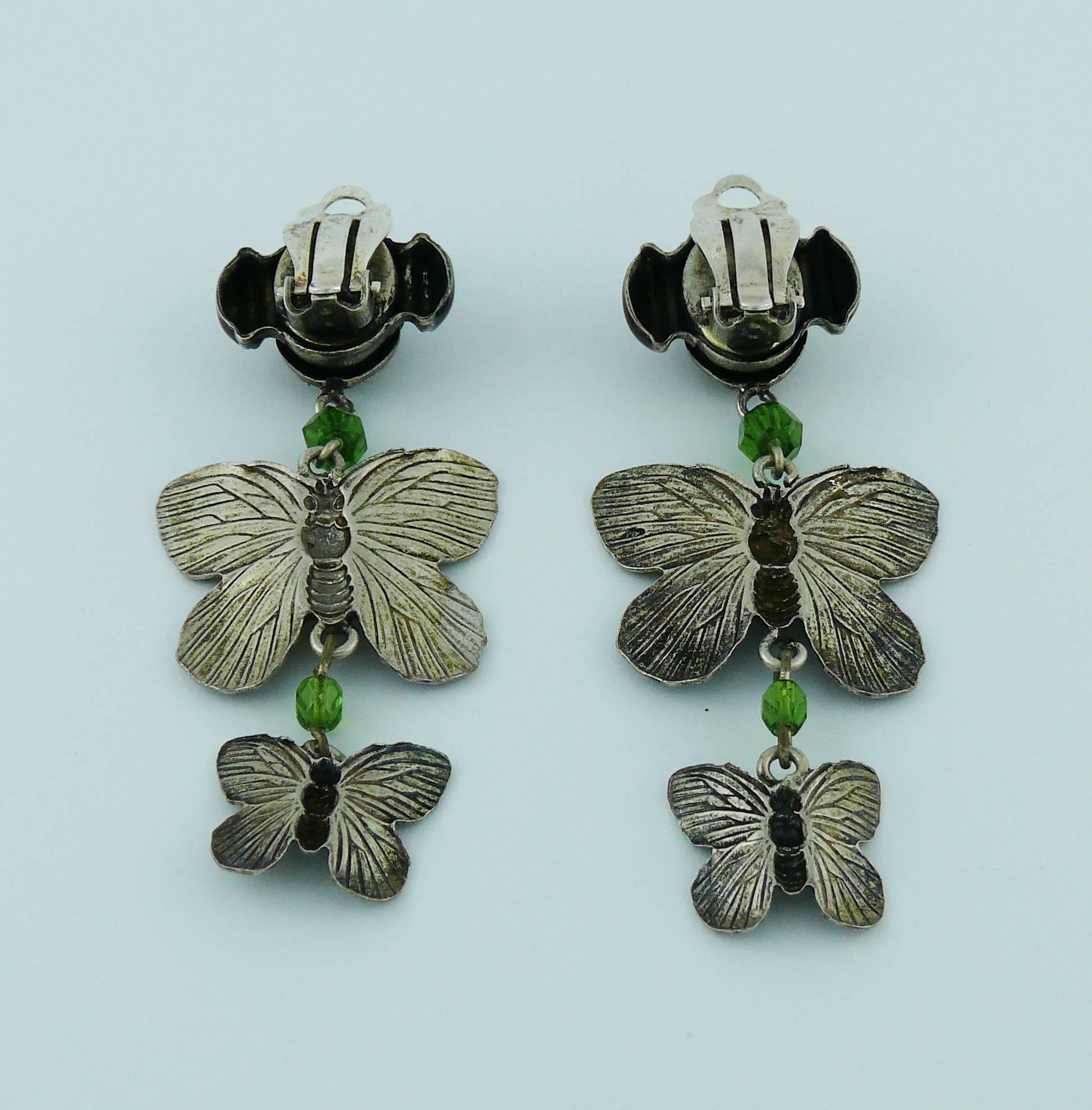 Jean Paul Gaultier 1990s Unsigned Scarab and Butterflies Dangling Earrings 4