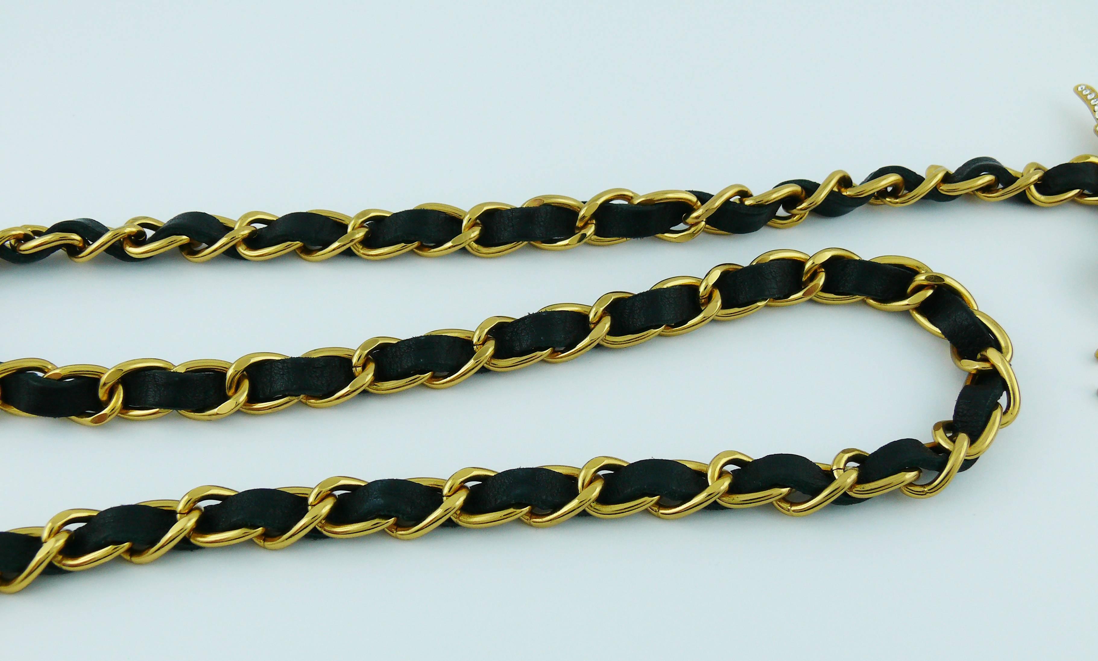 Chanel Rare Jewelled Eagle Schwarz und Gold Runway Gürtel oder Halskette Damen im Angebot