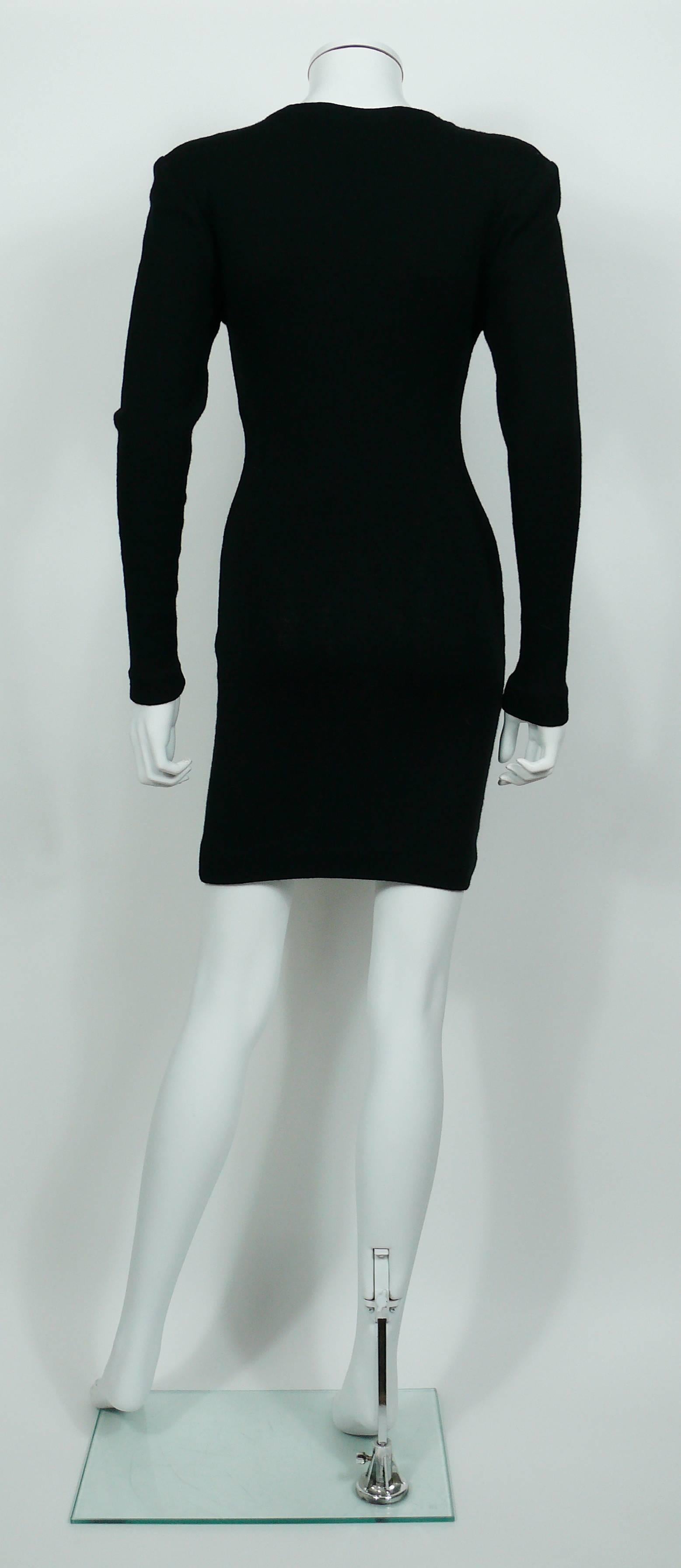 Patrick Kelly Vintage 1980s Black Wool Iconic Dress Heart Buttons 3