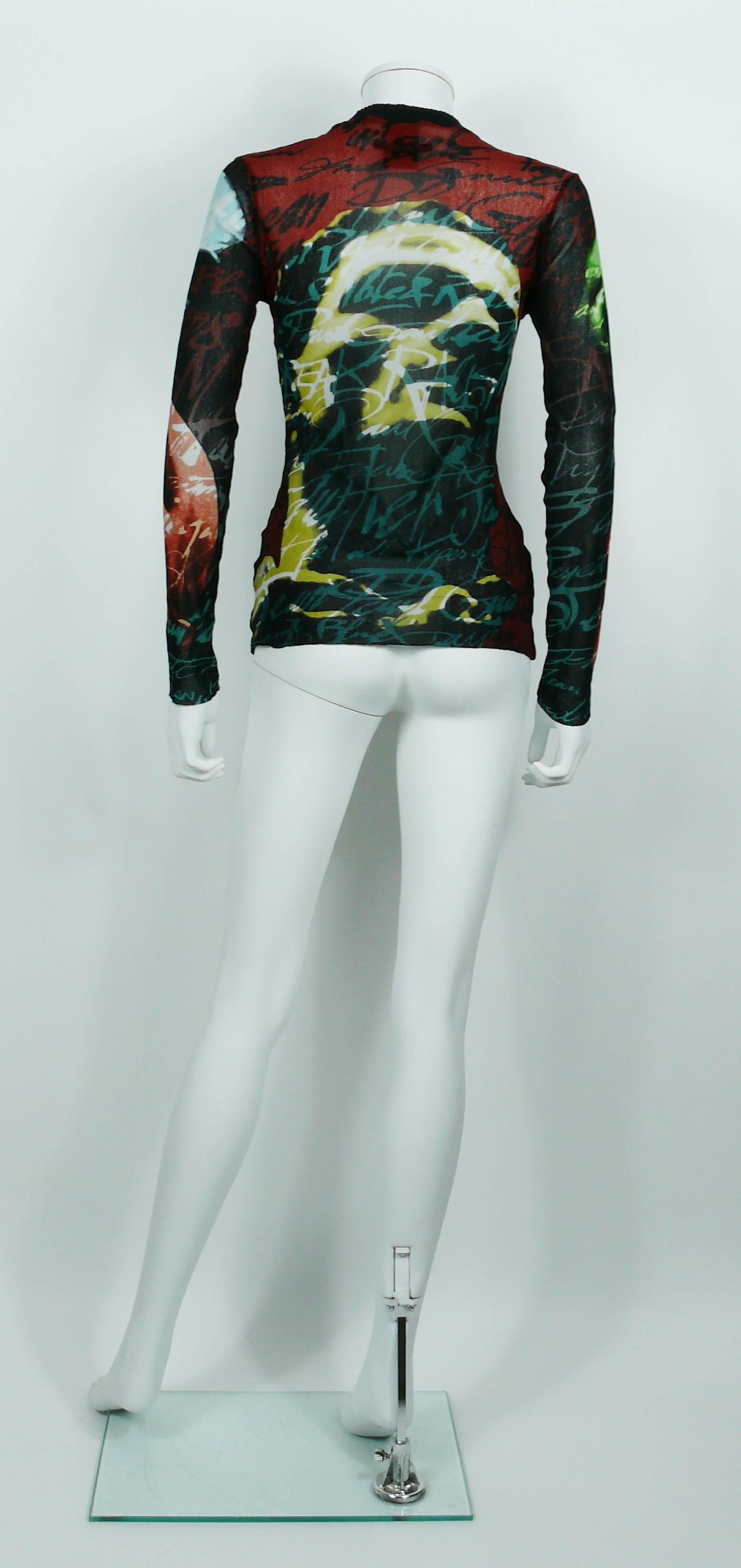 Jean Paul Gaultier Sheer Faces Profiles Graffitis Unisex Top In Excellent Condition In Nice, FR
