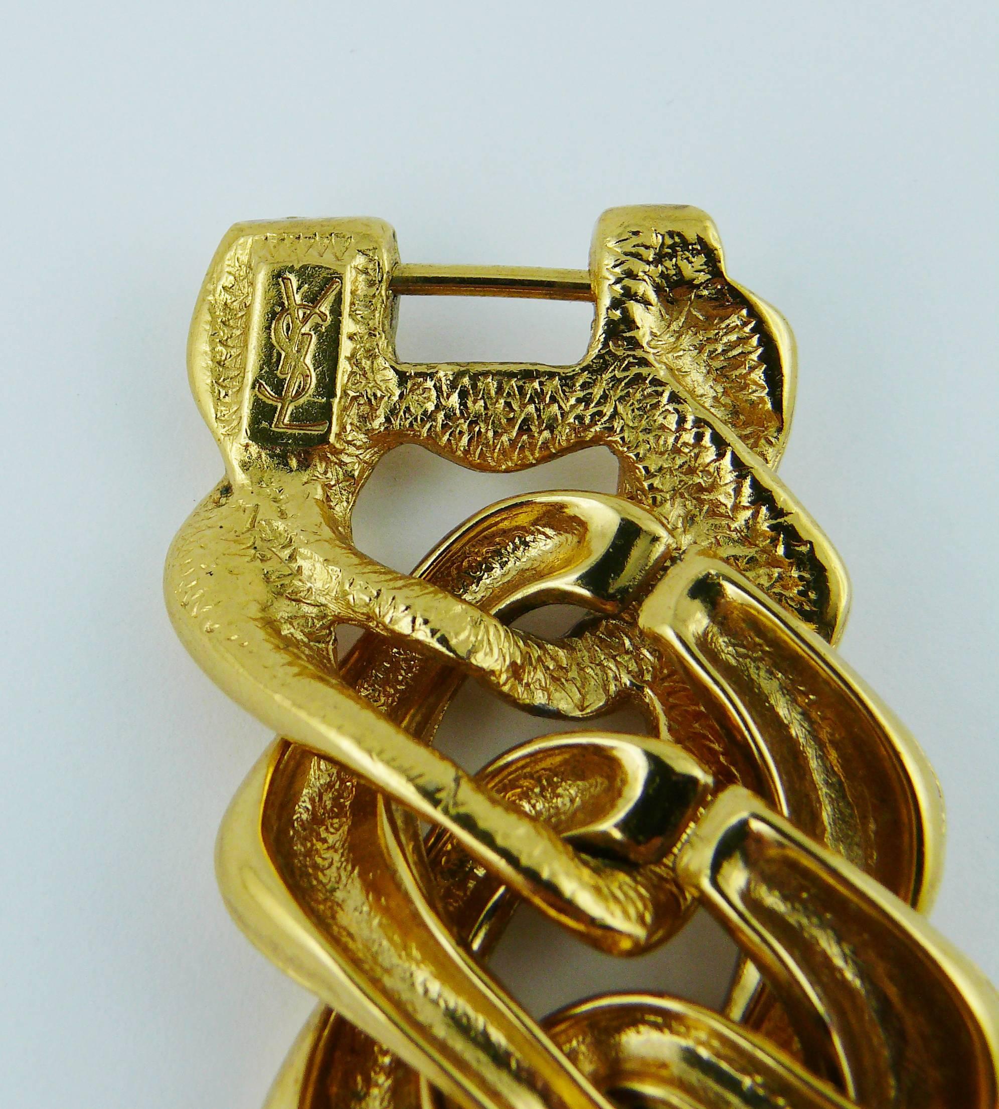 Women's Yves Saint Laurent YSL Vintage Classic Gold Toned Curb Chain Bracelet