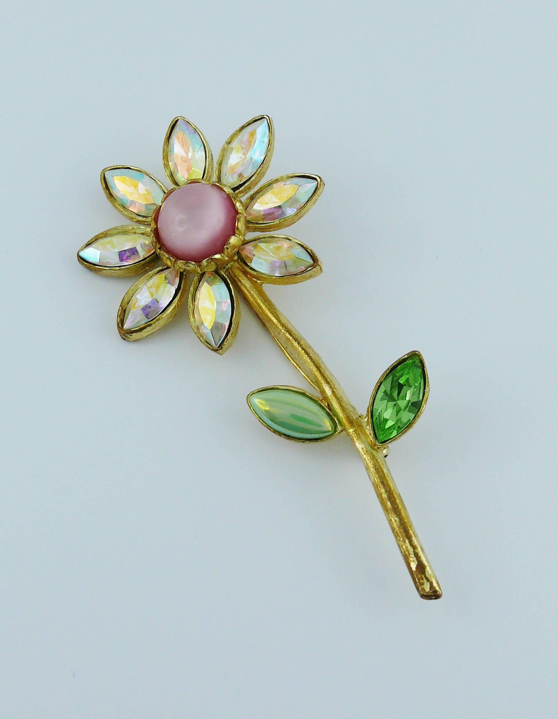 Christian Lacroix Vintage Jewelled Flower Brooch In Good Condition In Nice, FR