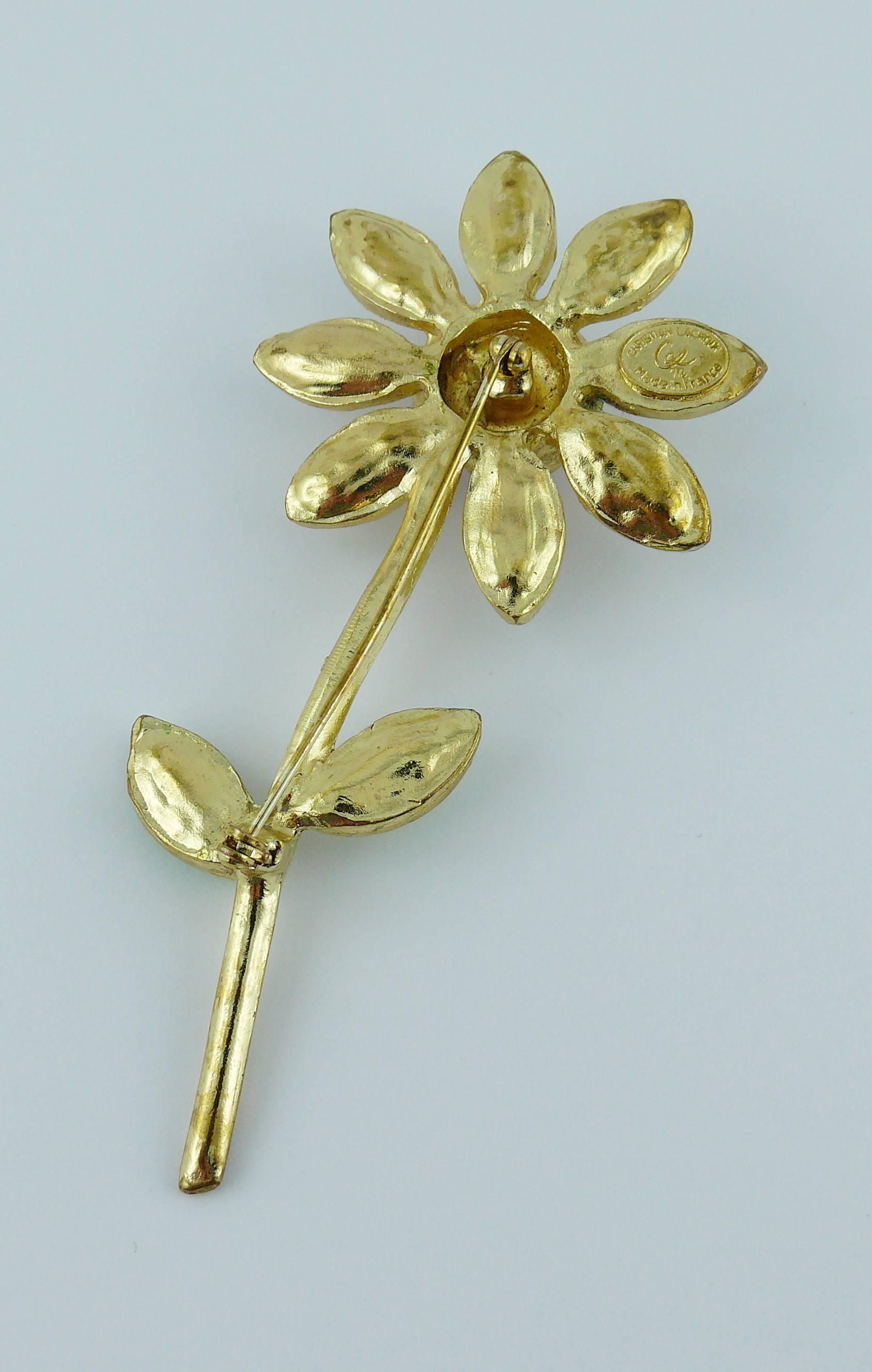 Christian Lacroix Vintage Jewelled Flower Brooch 2
