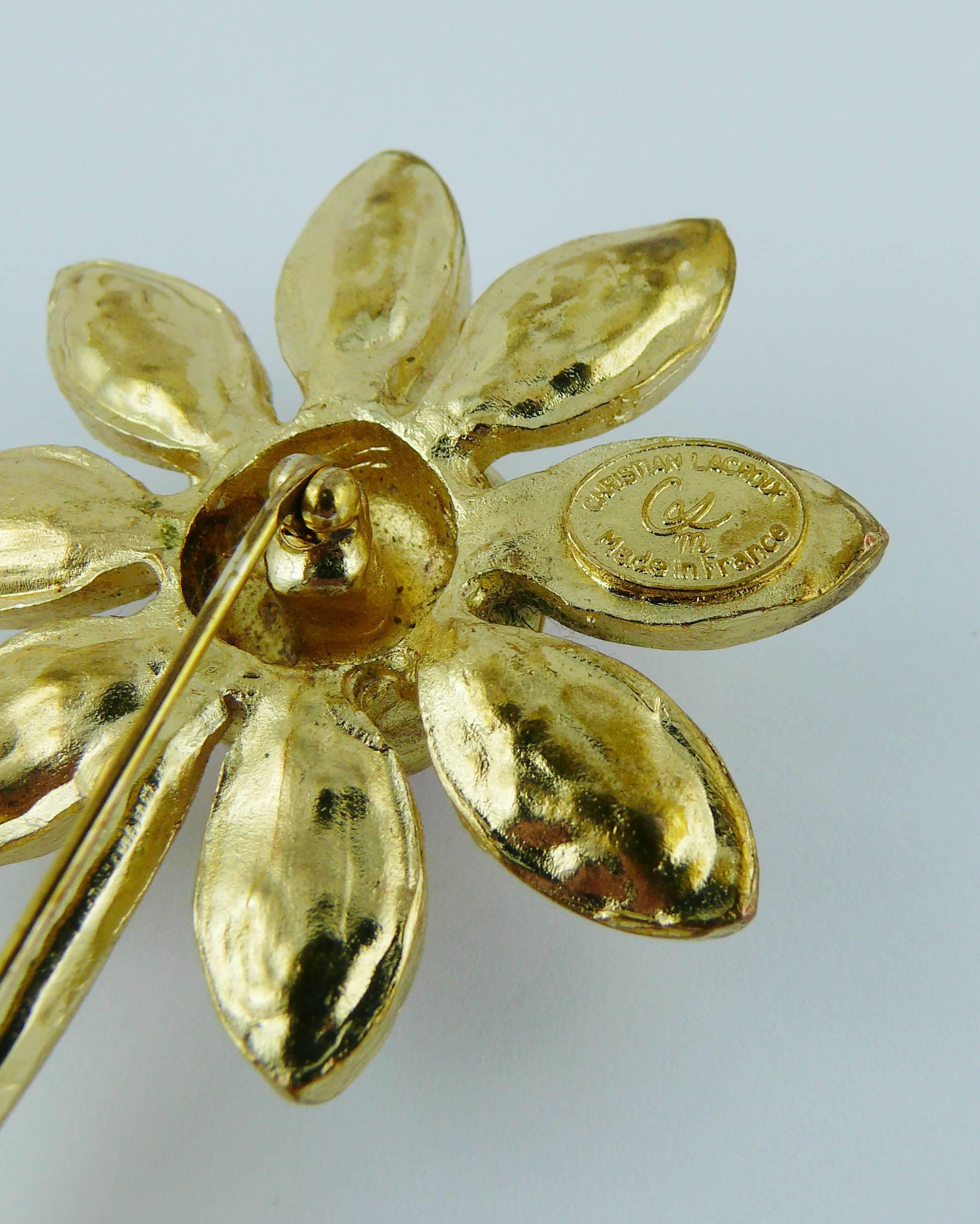 Christian Lacroix Vintage Jewelled Flower Brooch 3