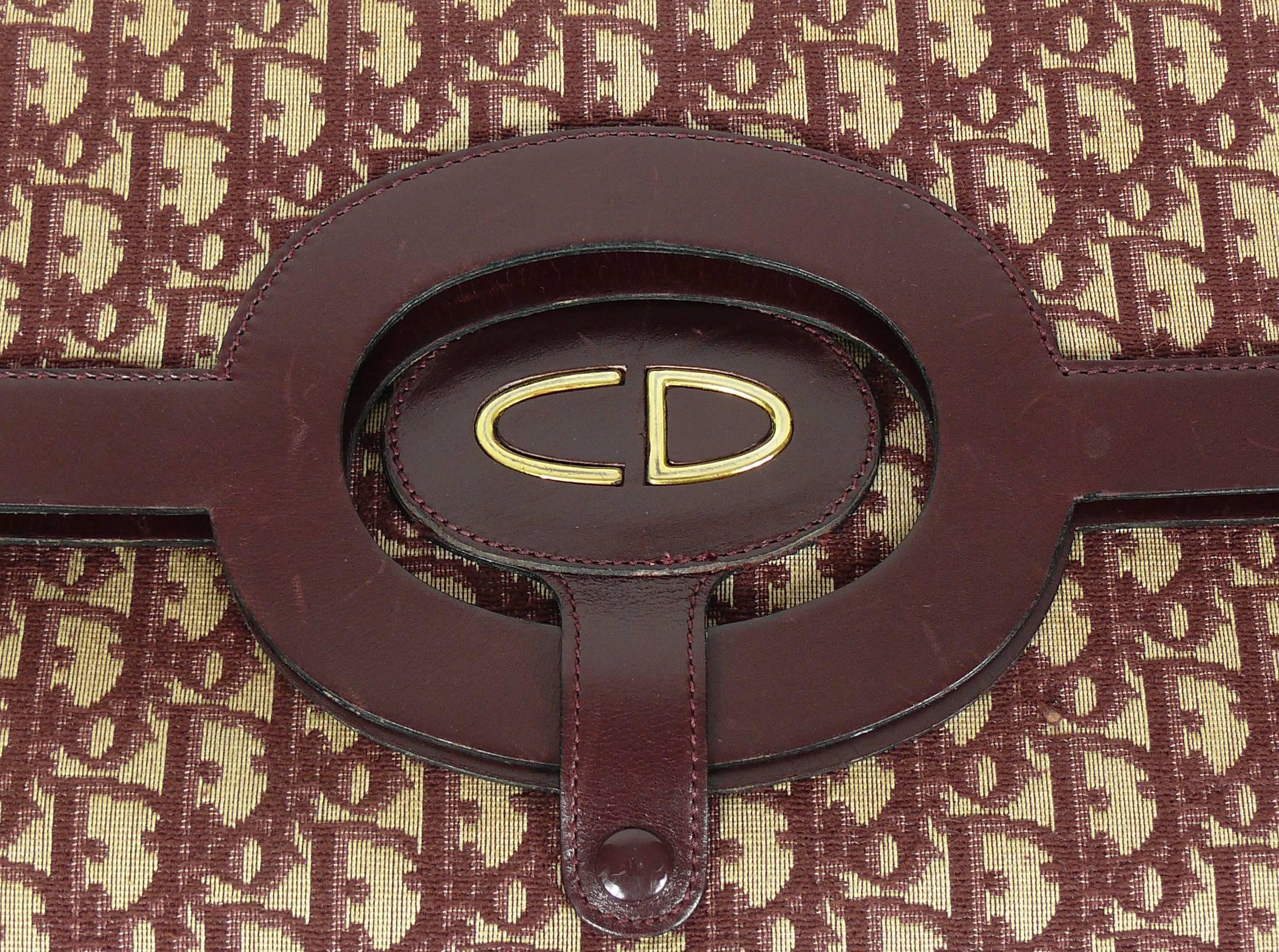 Black Christian Dior Vintage Burgundy Monogram Iconic Canvas Bag