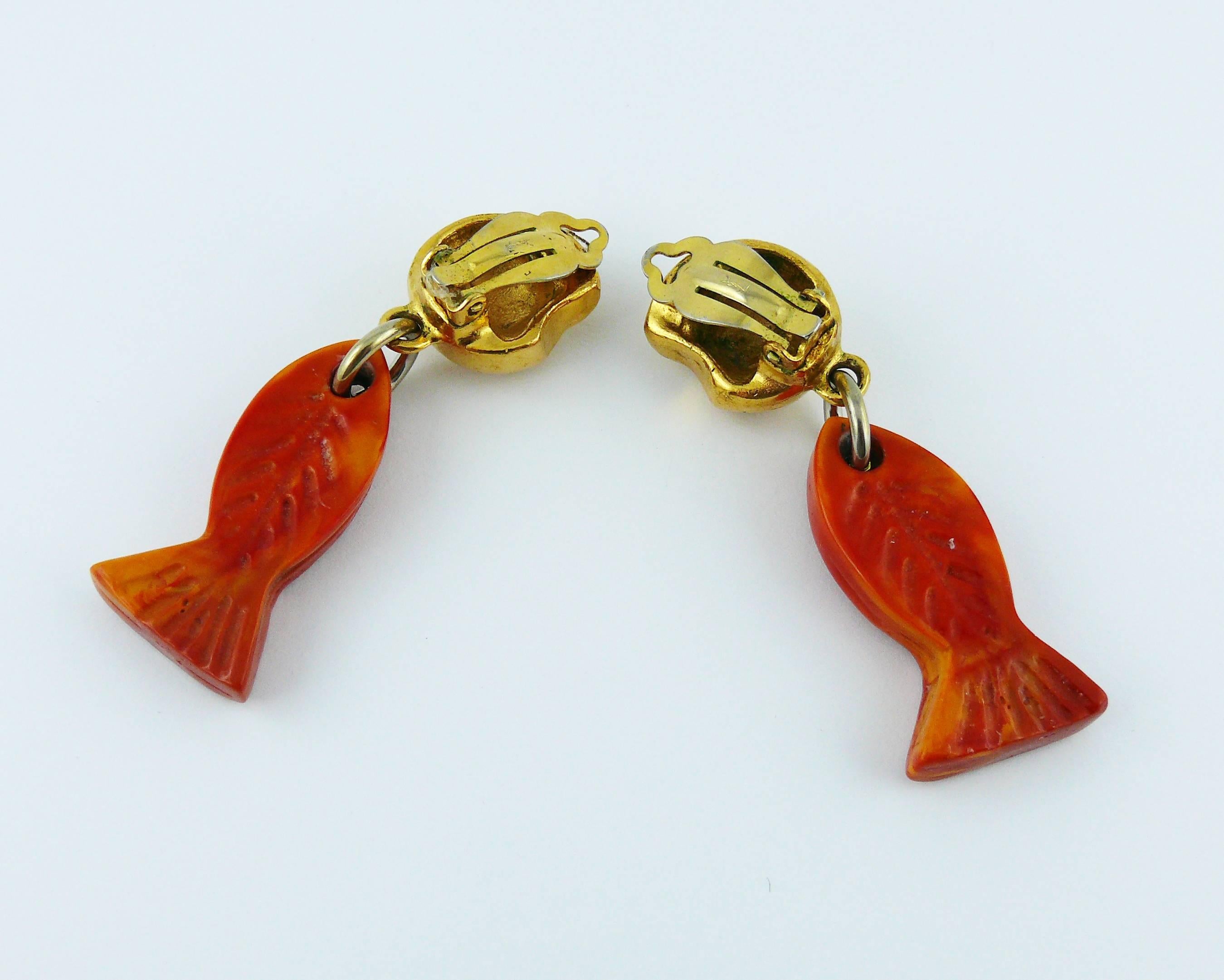 Yves Saint Laurent YSL Vintage Sea Life Dangling Earrings 3