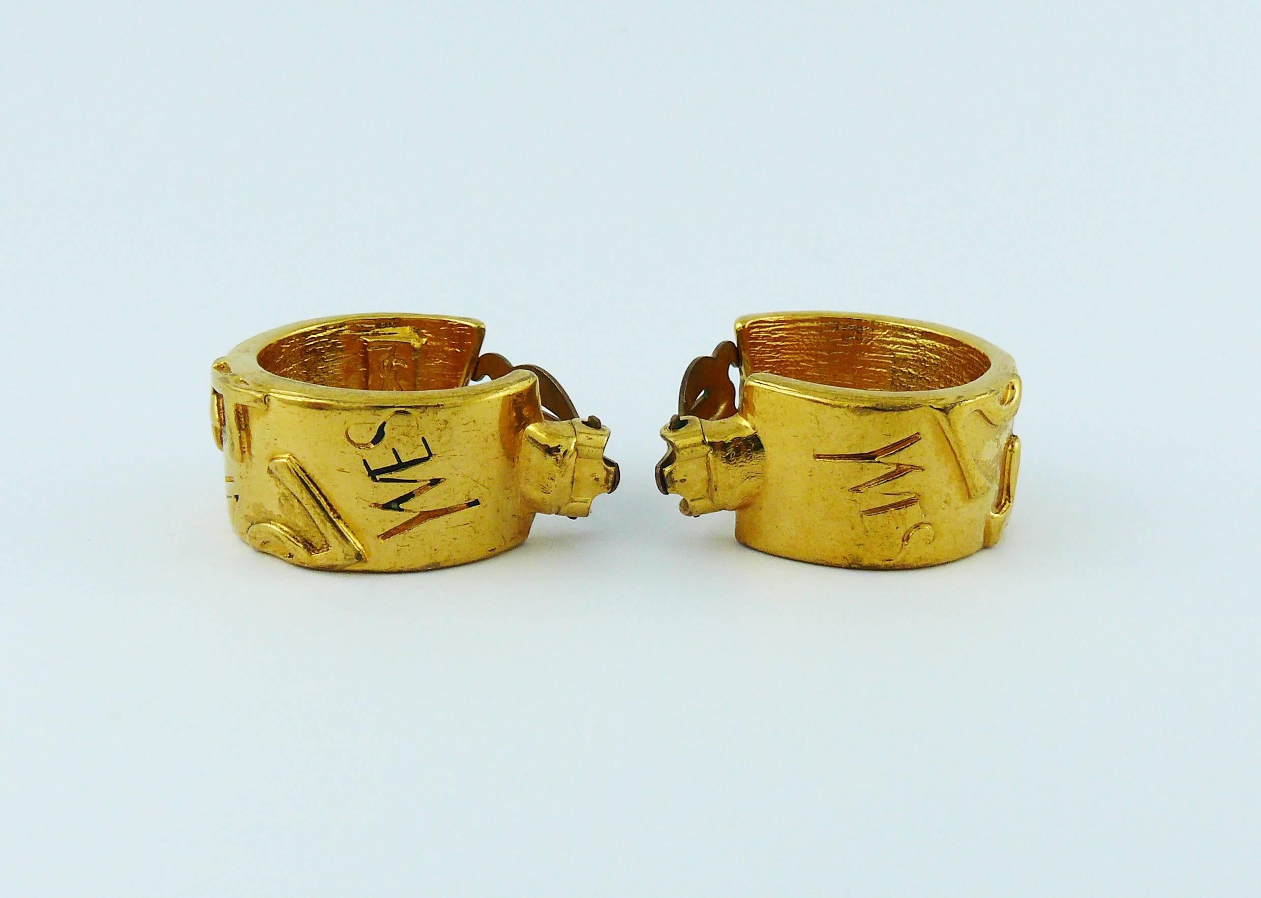 Yves Saint Laurent YSL Vintage Iconic Signature Hoop Earrings In Excellent Condition For Sale In Nice, FR