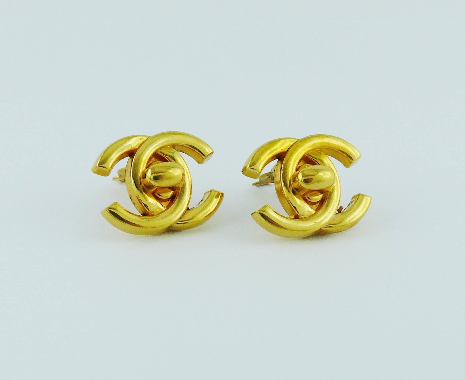 chanel turn lock earrings