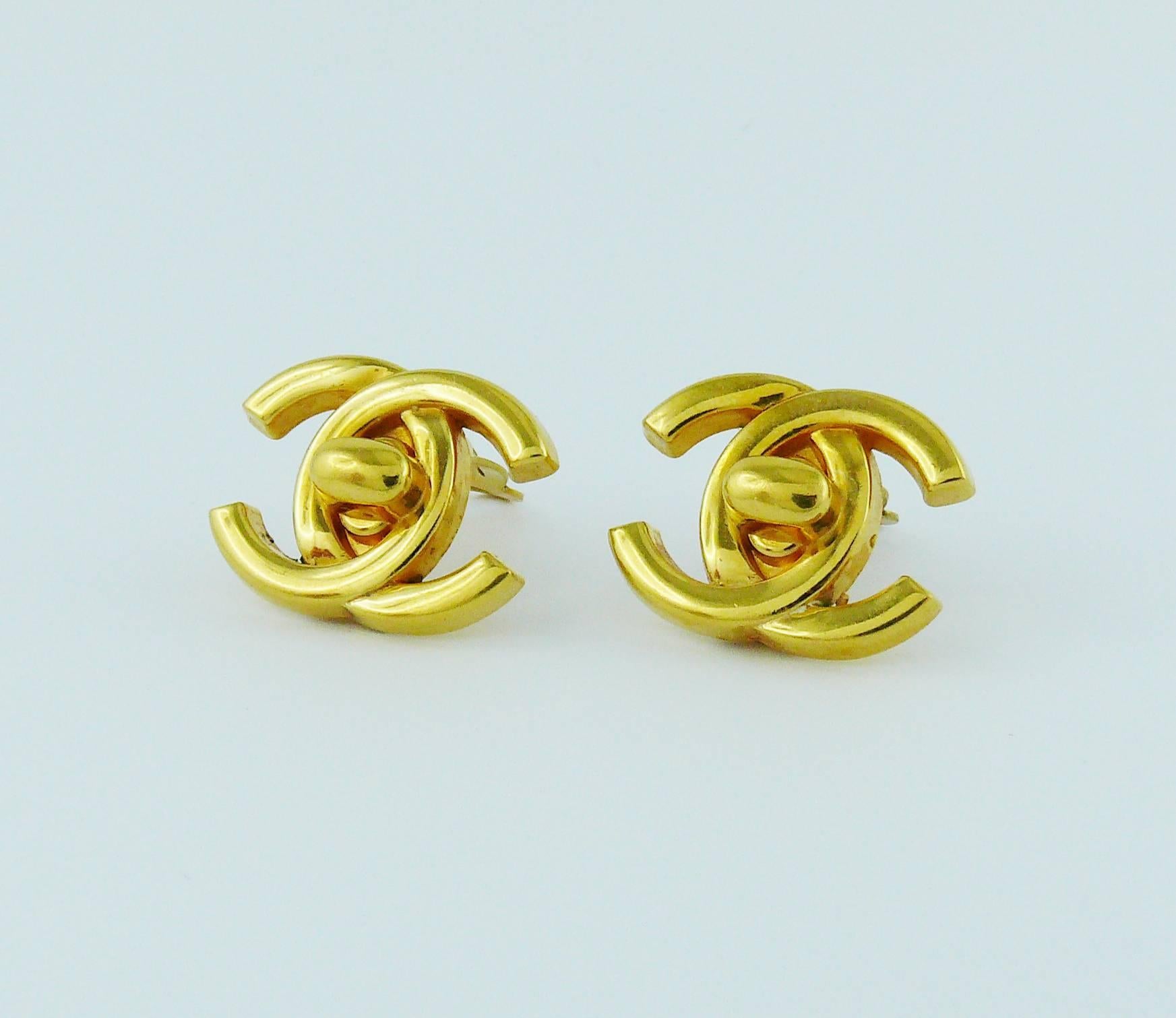 vintage chanel turnlock earrings