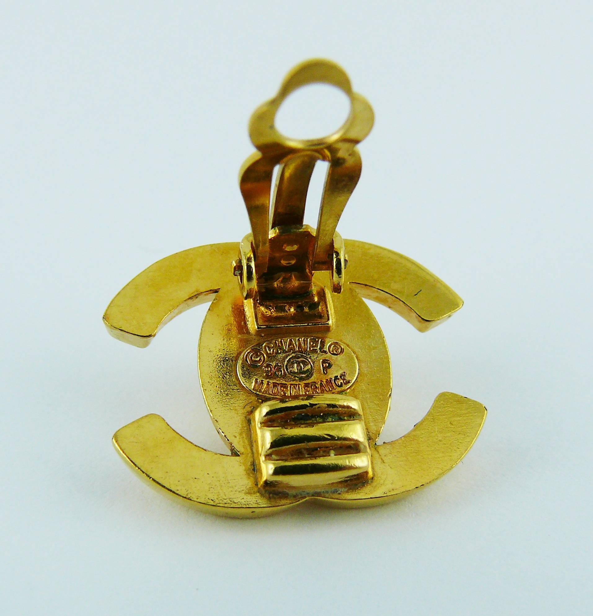 Women's Chanel Vintage Gold Toned Turn Lock Clip-On Earrings Spring/Summer 1996
