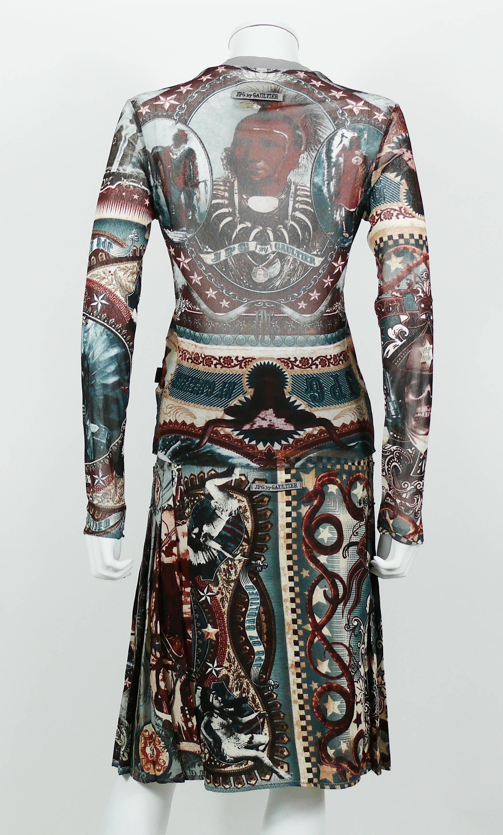 Women's Jean Paul Gaultier Vintage Native American Print Top and Skirt Ensemble