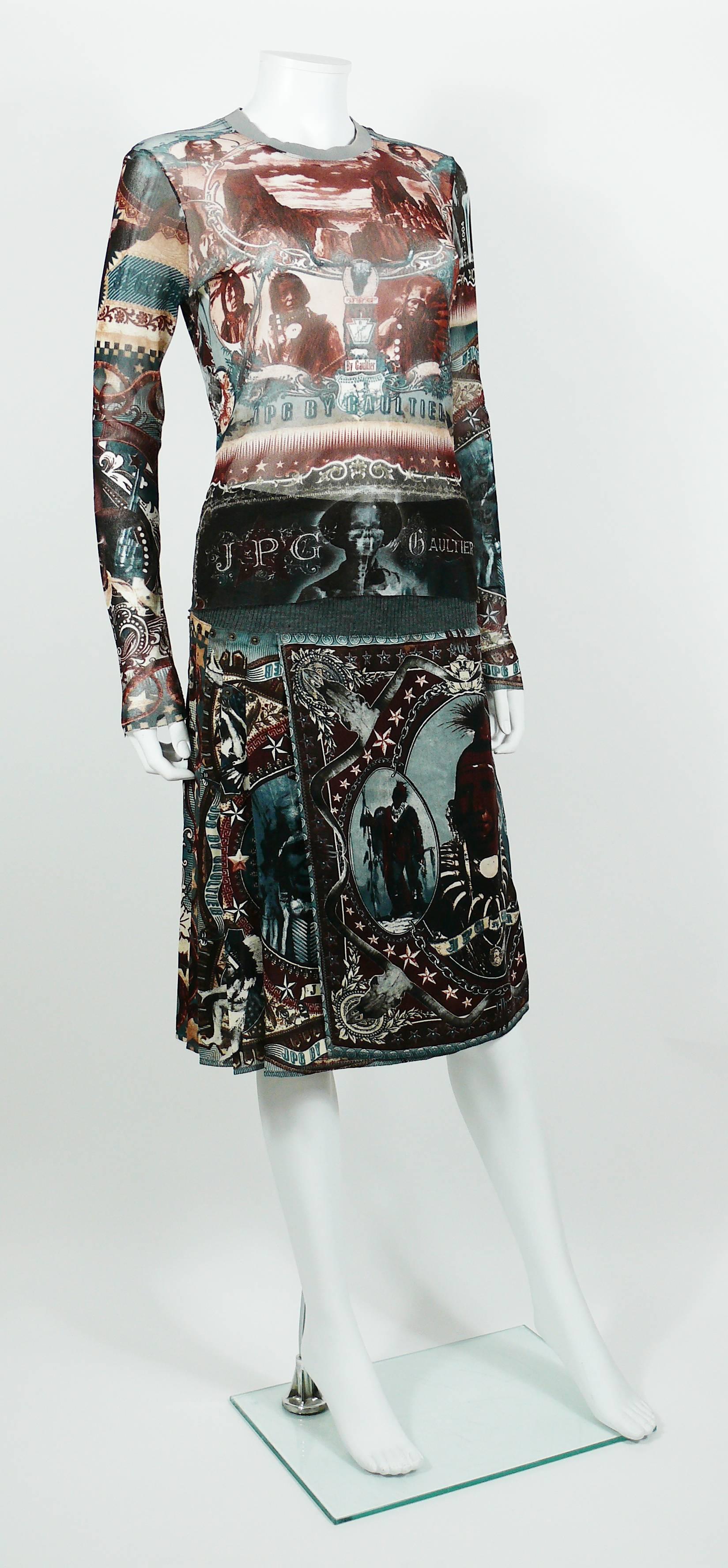 Jean Paul Gaultier Vintage Native American Print Top and Skirt Ensemble ...