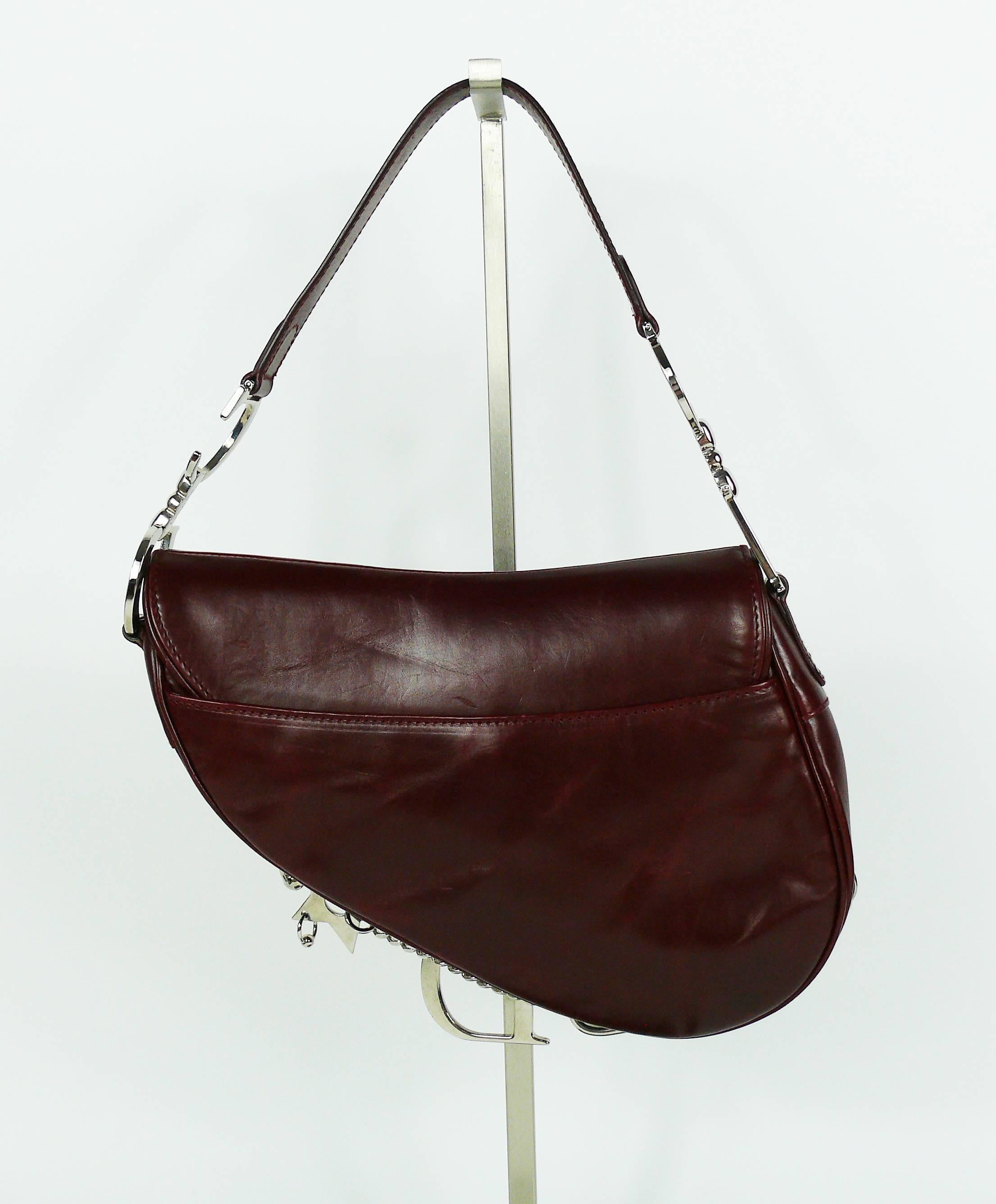 Christian Dior by John Galliano Rare Hardcore Pierced Saddle Leather Handbag In Excellent Condition In Nice, FR