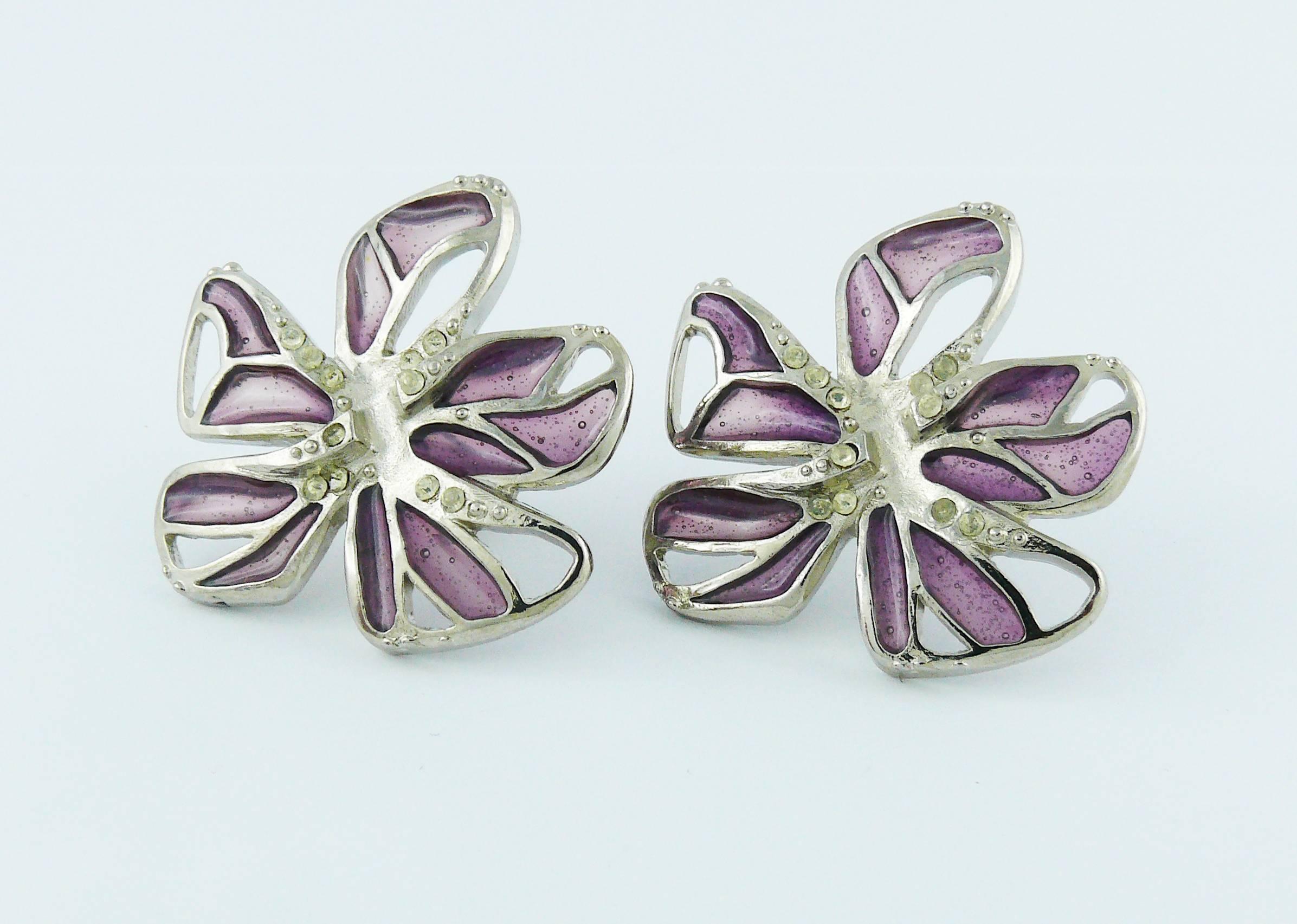Christian Lacroix Flower Clip-On Earrings In Excellent Condition In Nice, FR