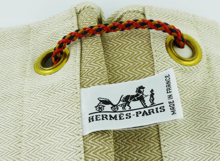 Hermes Hermes Aline Sellier Paris 24cm White Cotton Small Shoulder
