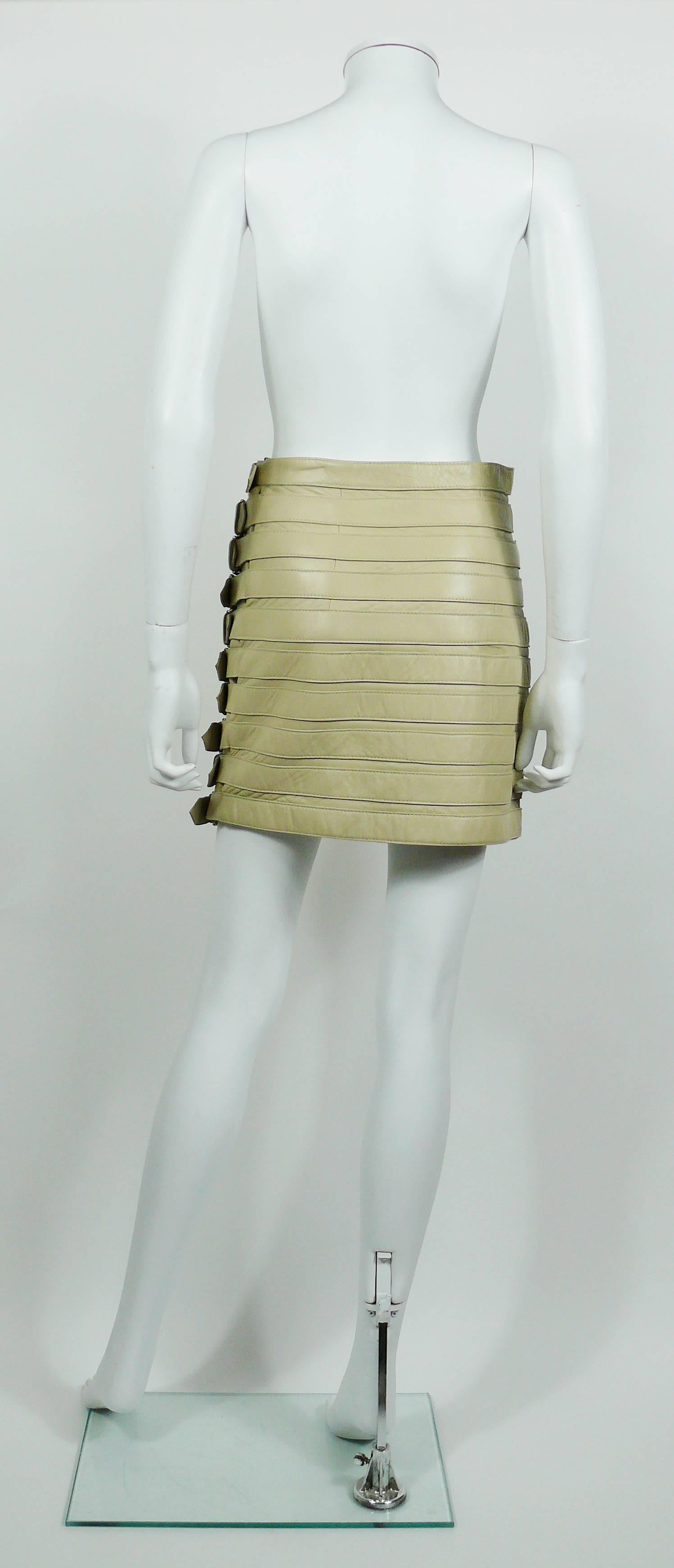 Beige Dolce & Gabbana Lambskin Leather Bondage Skirt