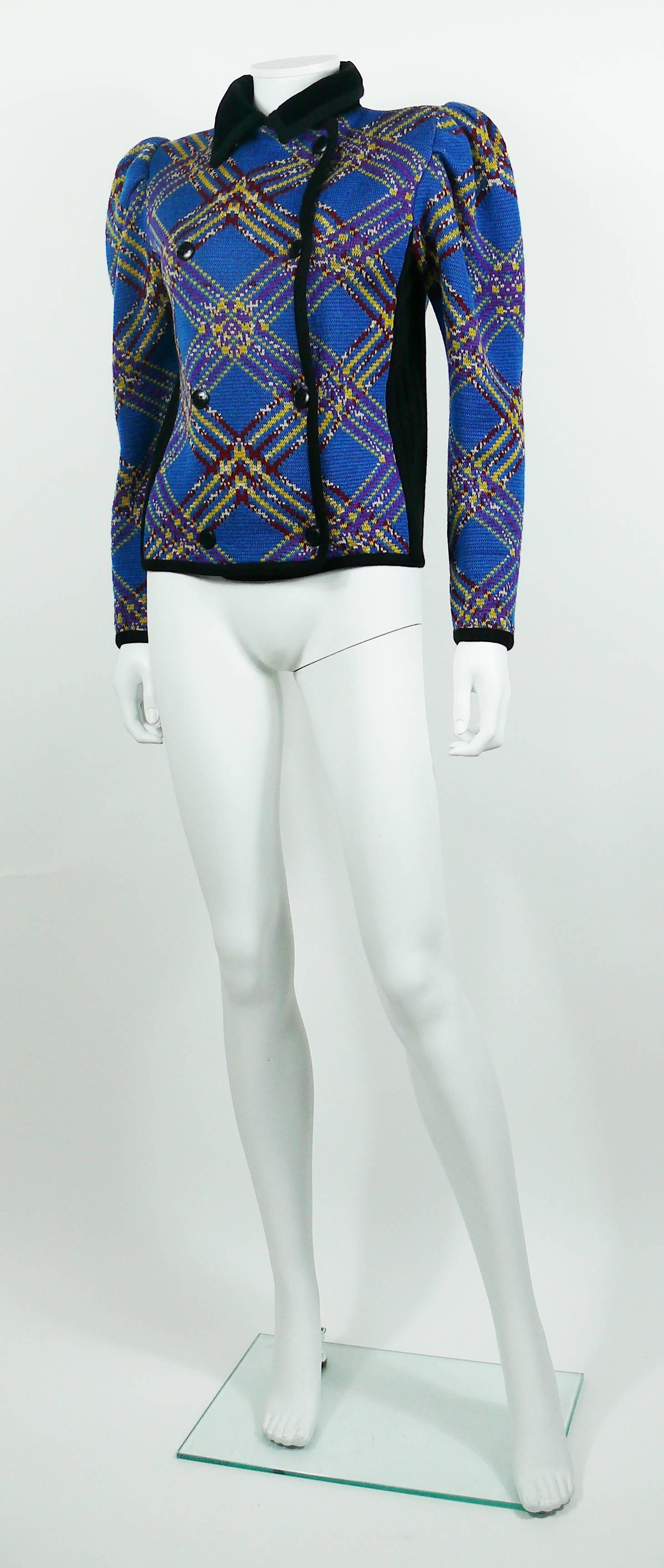 Purple Yves Saint Laurent Rive Gauche YSL Vintage Cardigan Sweater Size FR 38