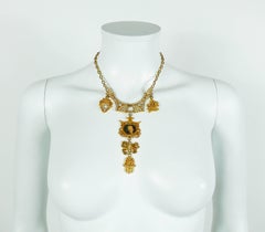 Christian Lacroix Vintage Rare Mozart Chinoiserie Pagoda Necklace and Brooch Set