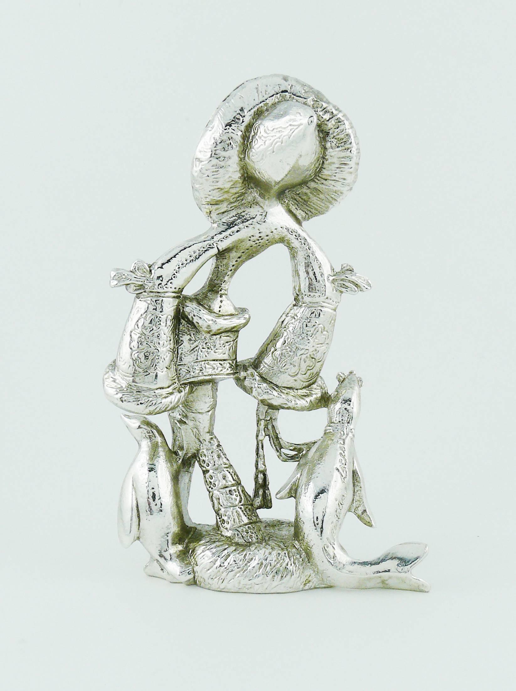 Women's or Men's Christian Lacroix Vintage Rare Silver Toned Allegoric Paperweight For Sale