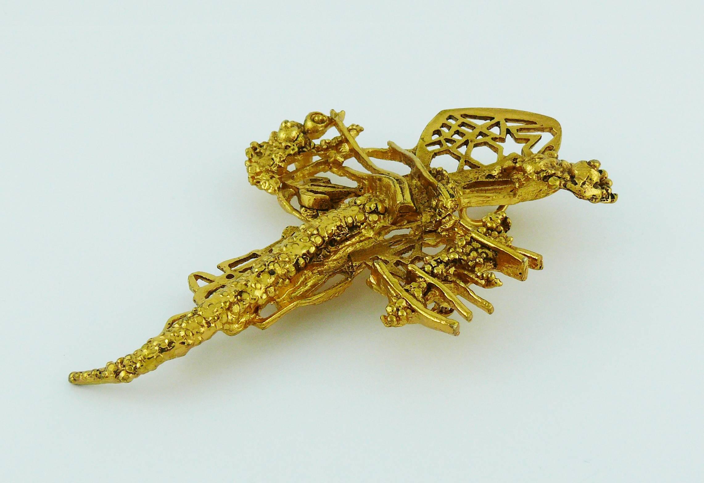 Christian Lacroix Vintage Gold Toned Abstract Pendant Brooch 1