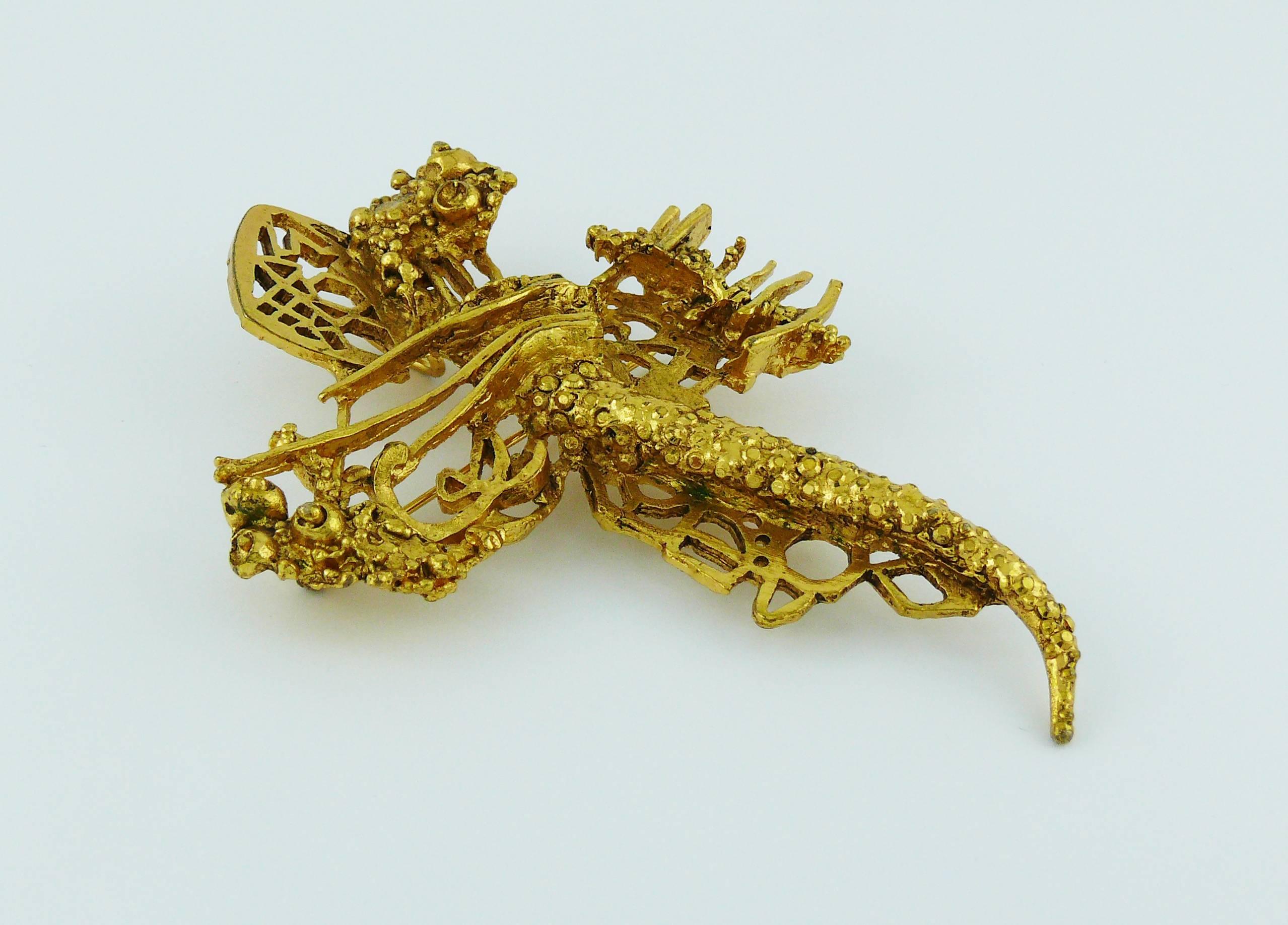 Christian Lacroix Vintage Gold Toned Abstract Pendant Brooch In Excellent Condition In Nice, FR