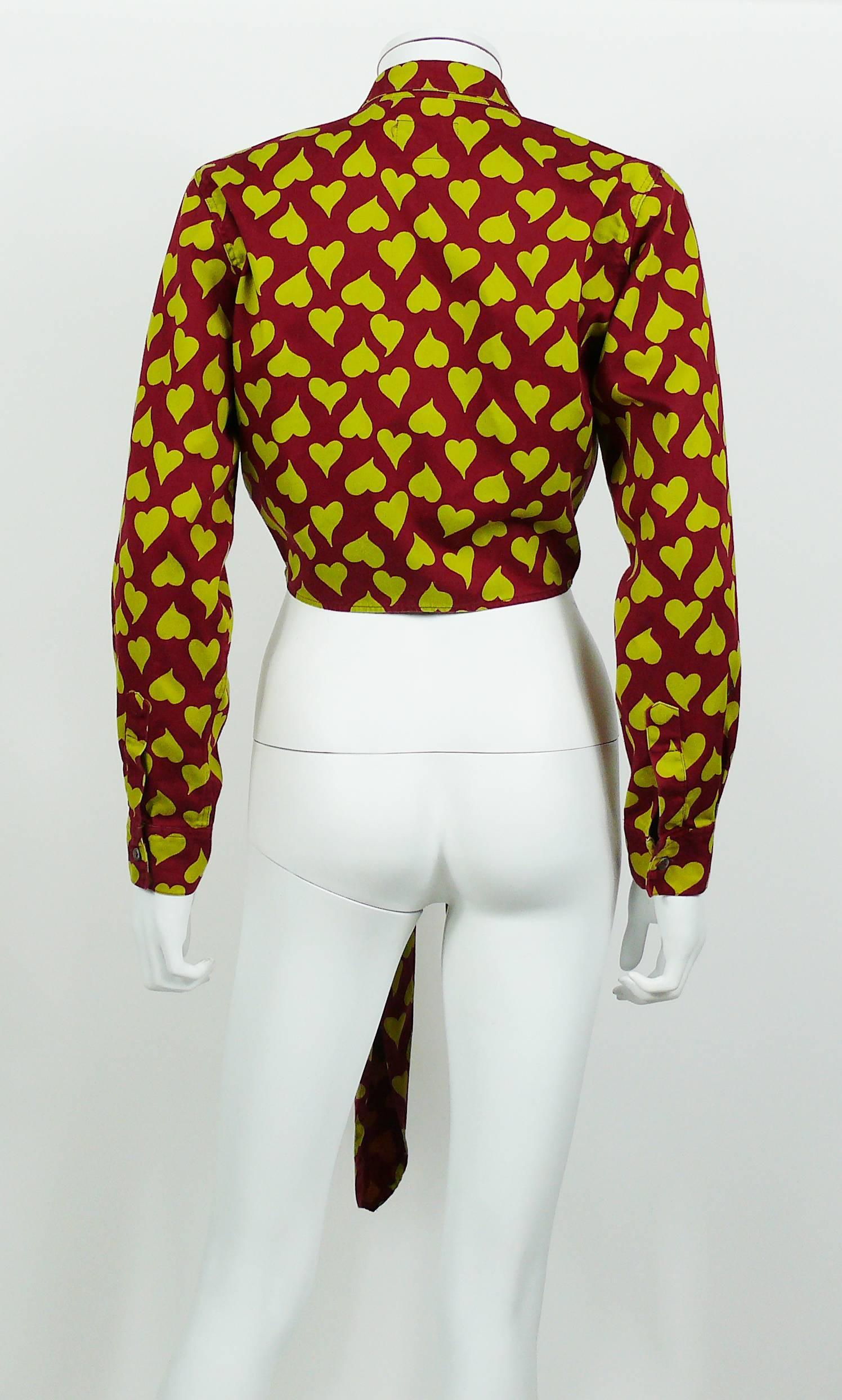 Jean Paul Gaultier Vintage Heart Print Tie-Front Shirt 2
