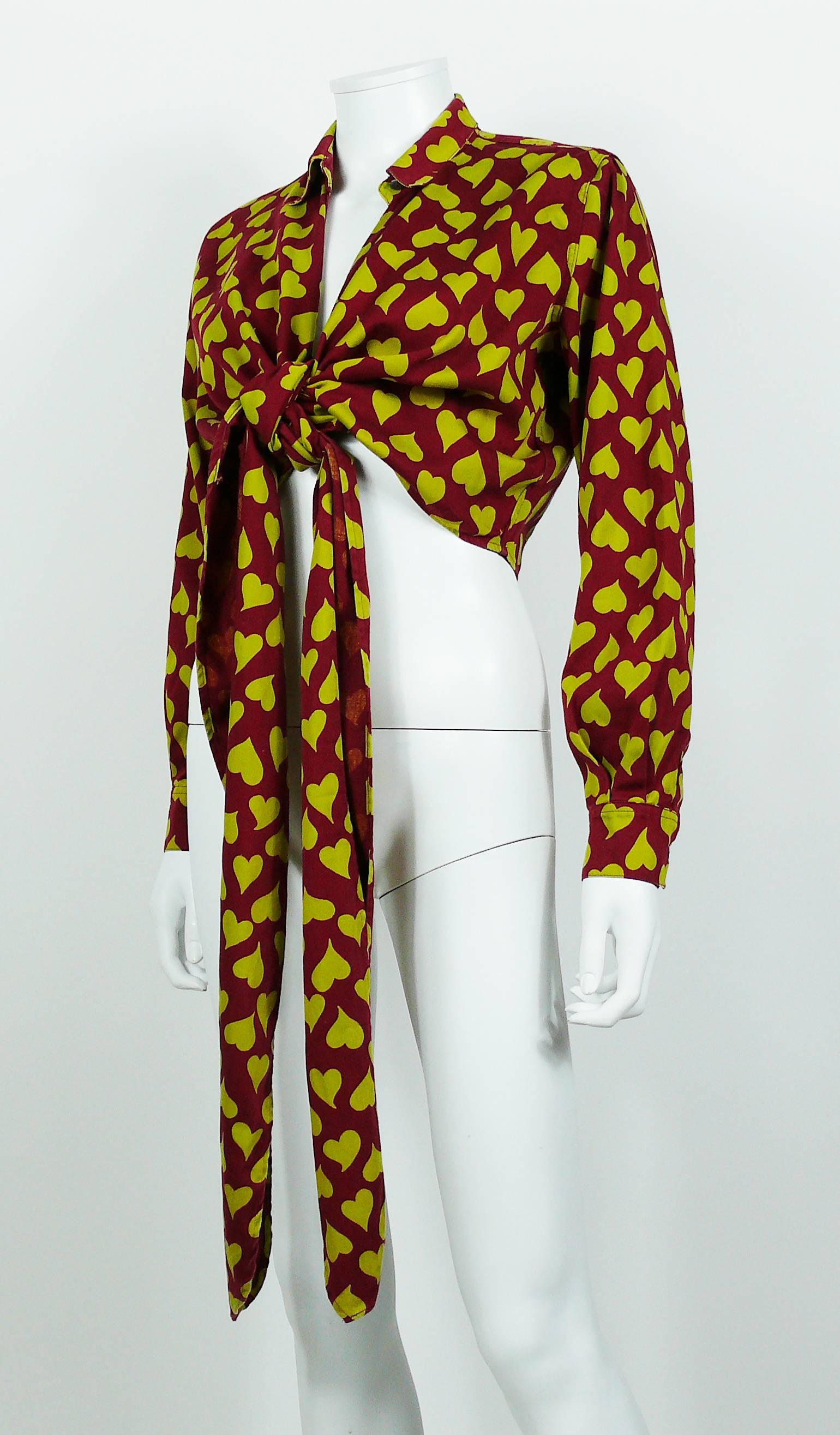 Women's Jean Paul Gaultier Vintage Heart Print Tie-Front Shirt