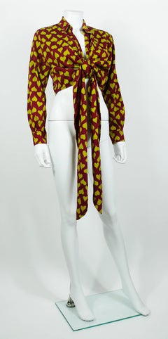 Jean Paul Gaultier Vintage Heart Print Tie-Front Shirt