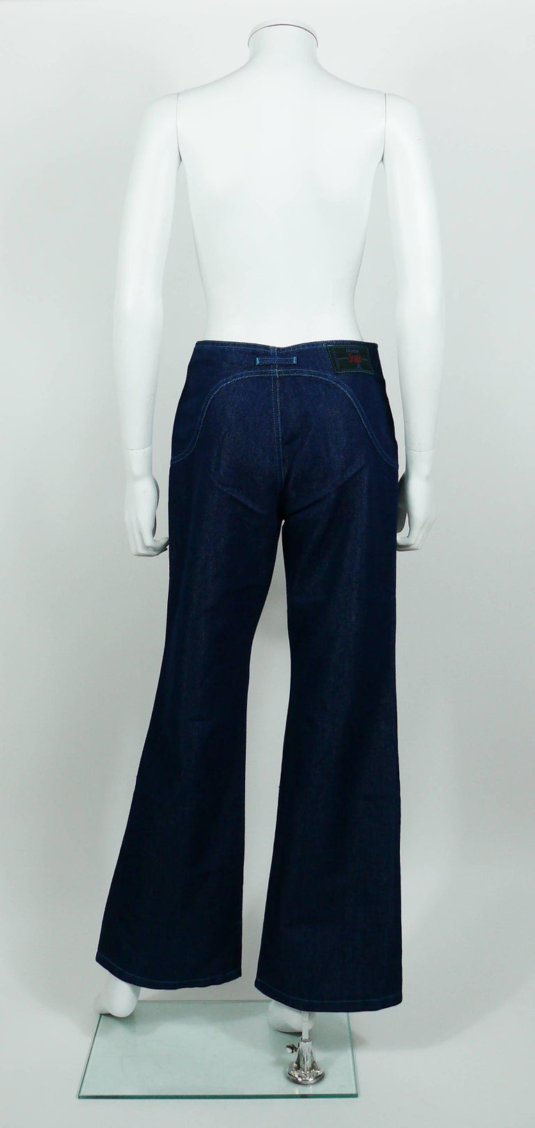 JEAN-PAUL GAULTIER Gaultier Jeans Archive Metal Button Sailor Lace-Up Wide Pants Bottoms Navy 40