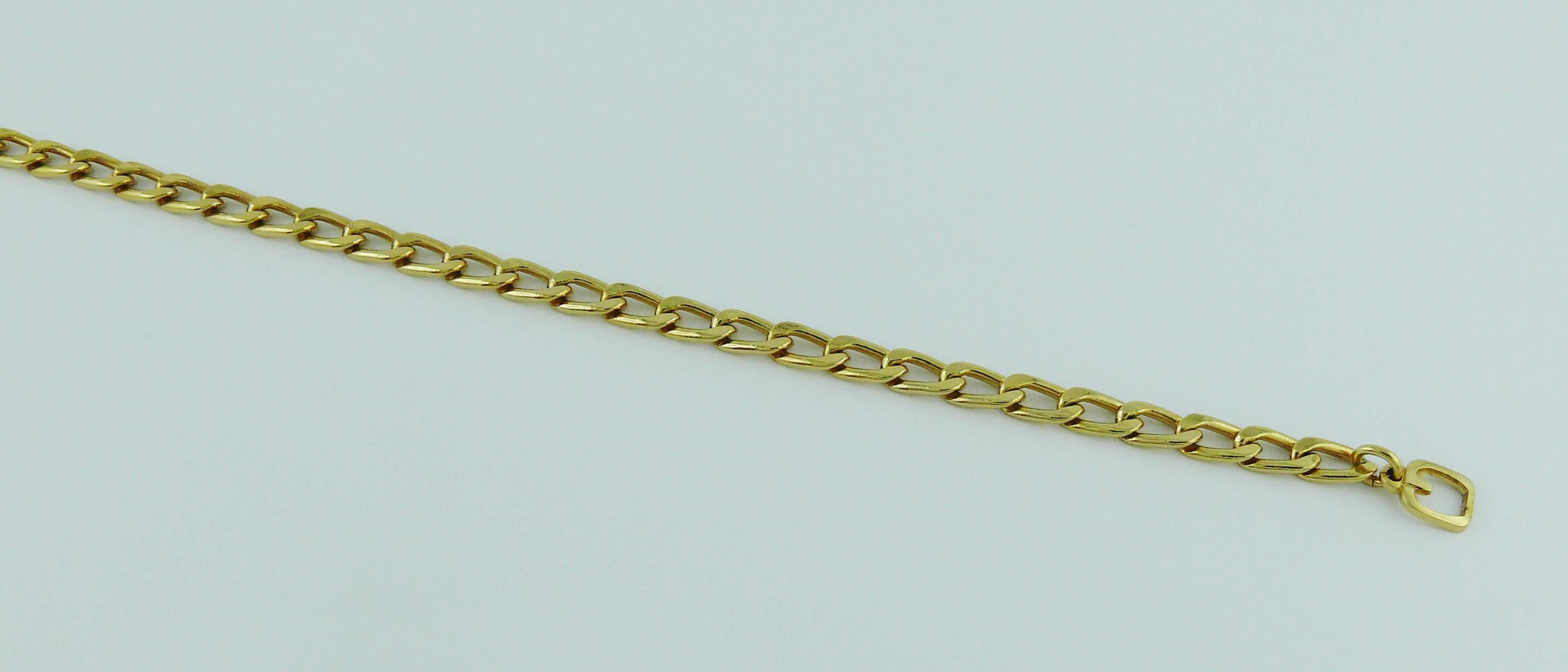 Christian Dior Vintage Jewelled Gold Tone Chain Sautoir Necklace 3