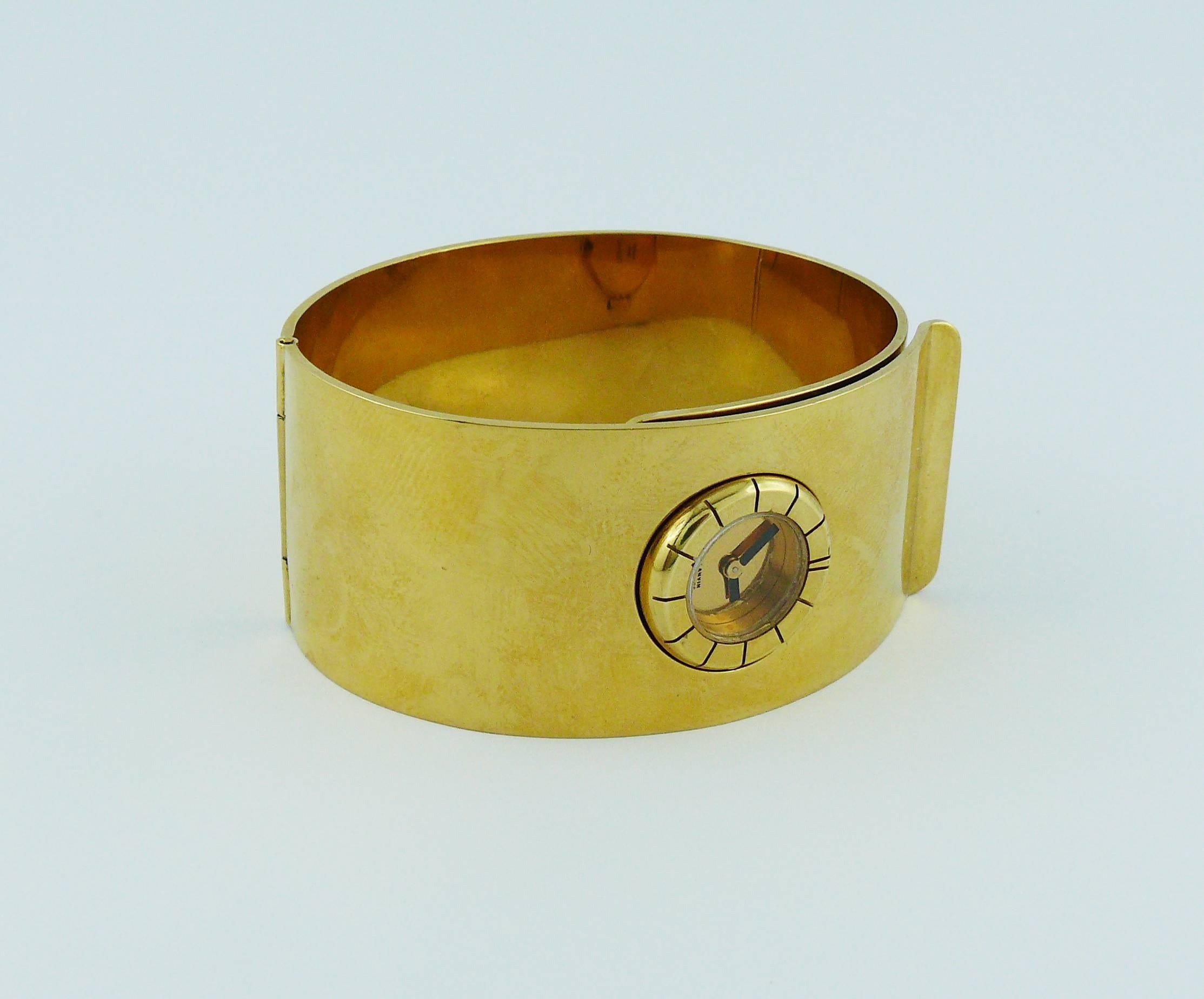 Lanvin Vintage 1970er Jahre Gold getöntes Armband de Force Uhr im Zustand „Gut“ im Angebot in Nice, FR